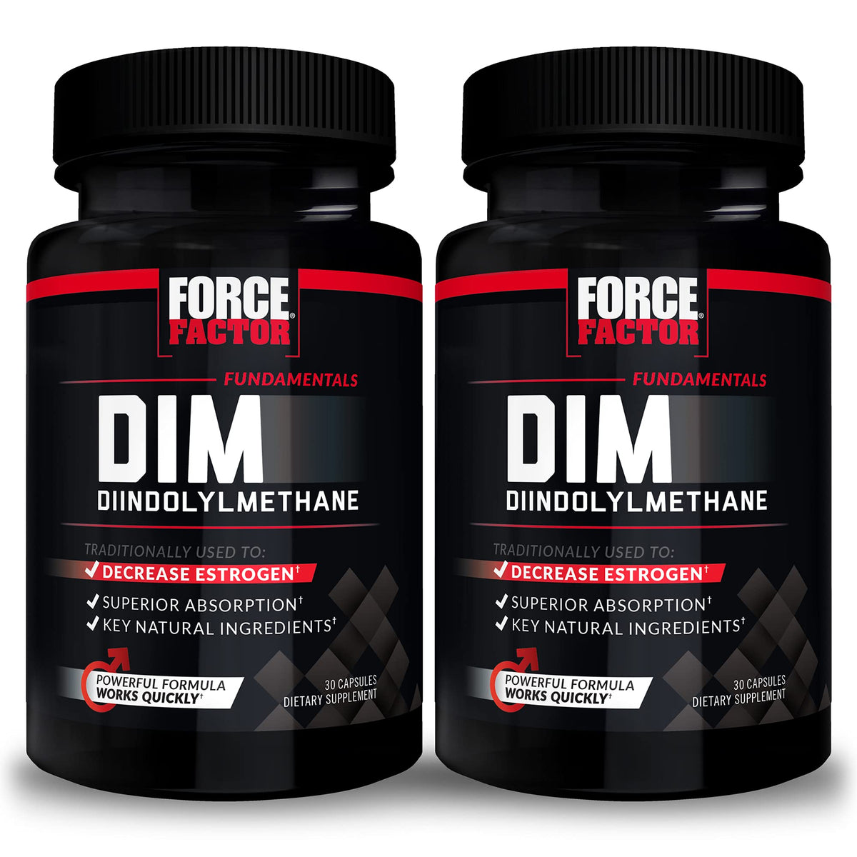 Force Factor DIM, bouteille-deux-pack, facile à intégrer dans votre routine.
