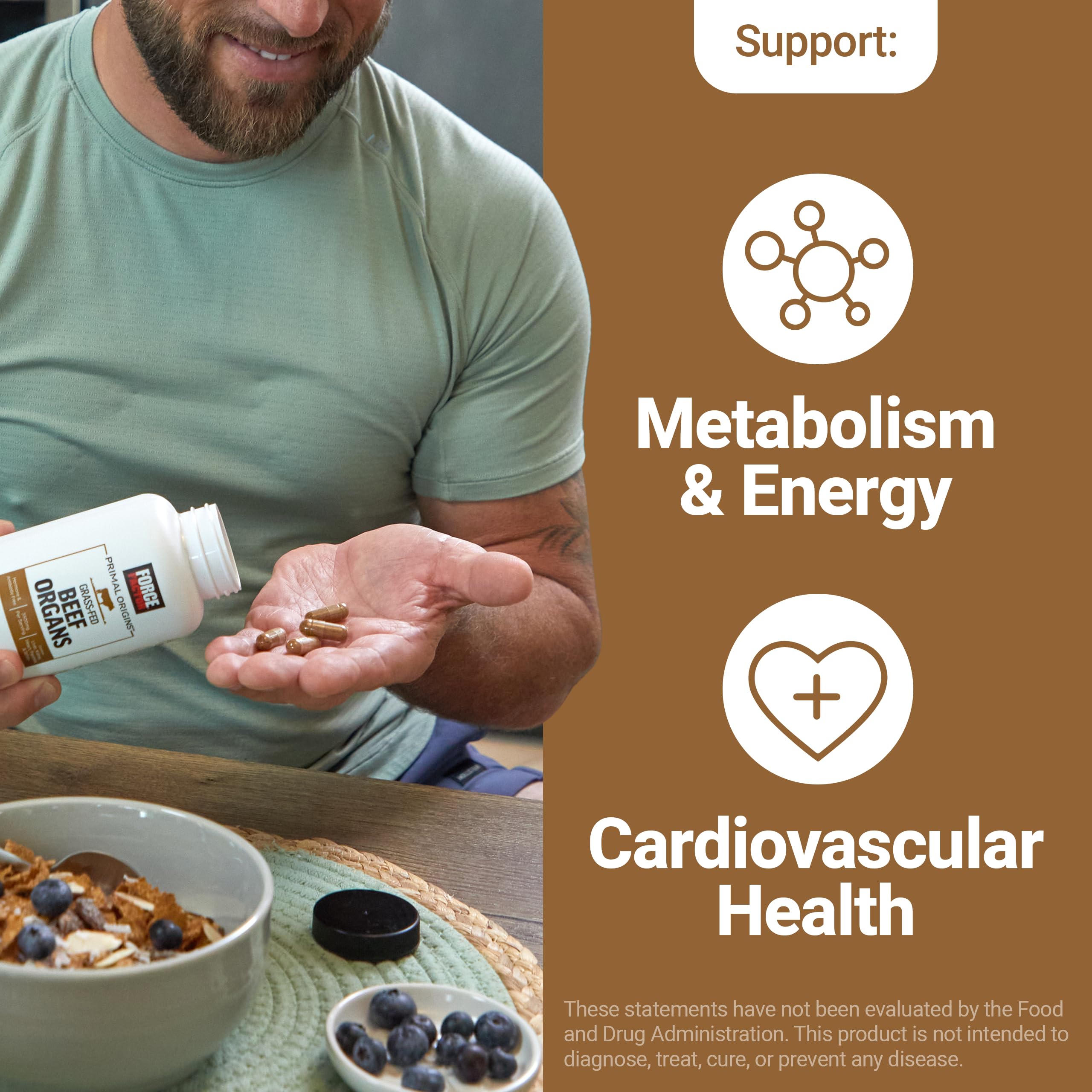 Force Factor Primal Origins cœur de bœuf, nutriments pour santé cardiovasculaire