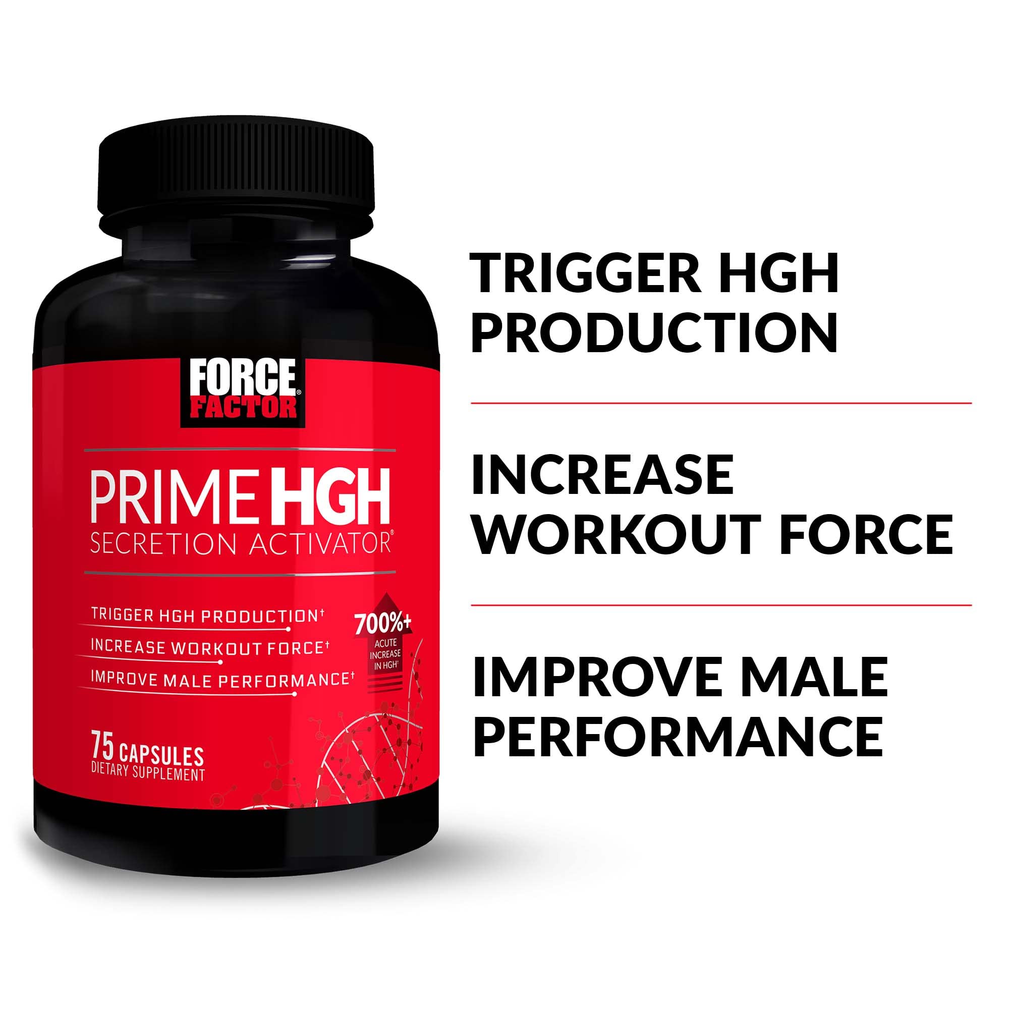 Capsules Force Factor Prime HGH Secretion Activator visibles et prêtes.