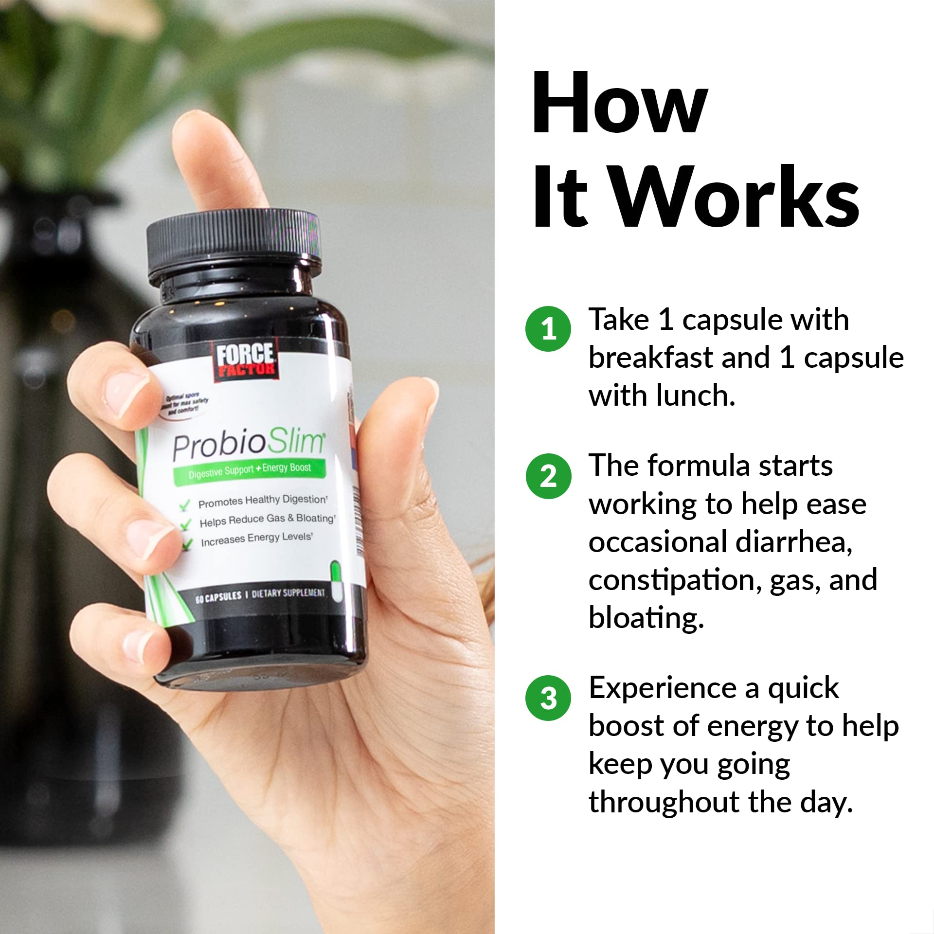 ProbioSlim; tableau nutrition détaillant les prébiotiques nourrissant les probiotiques.