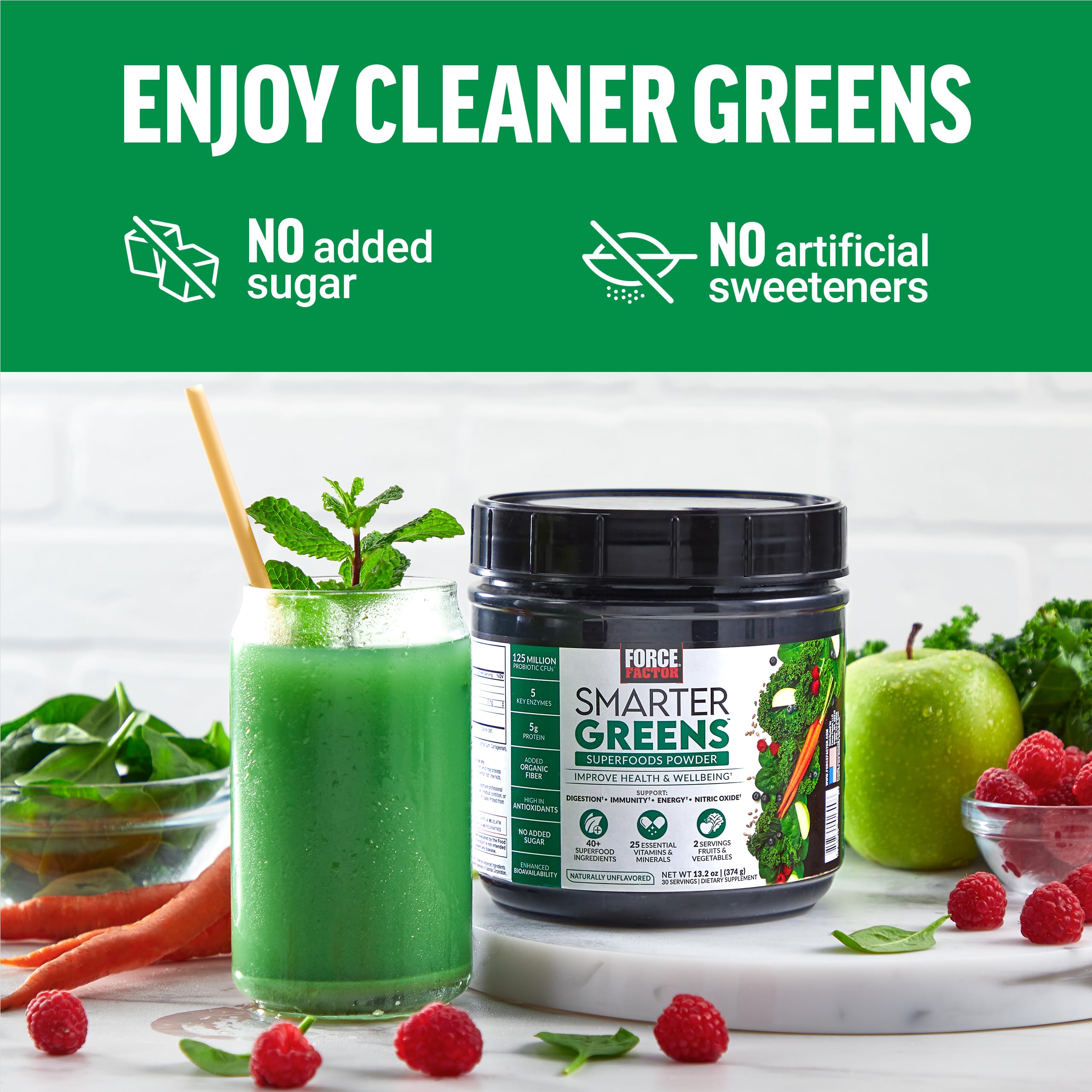 Force Factor Smarter Greens parfait pour smoothies et yaourts.