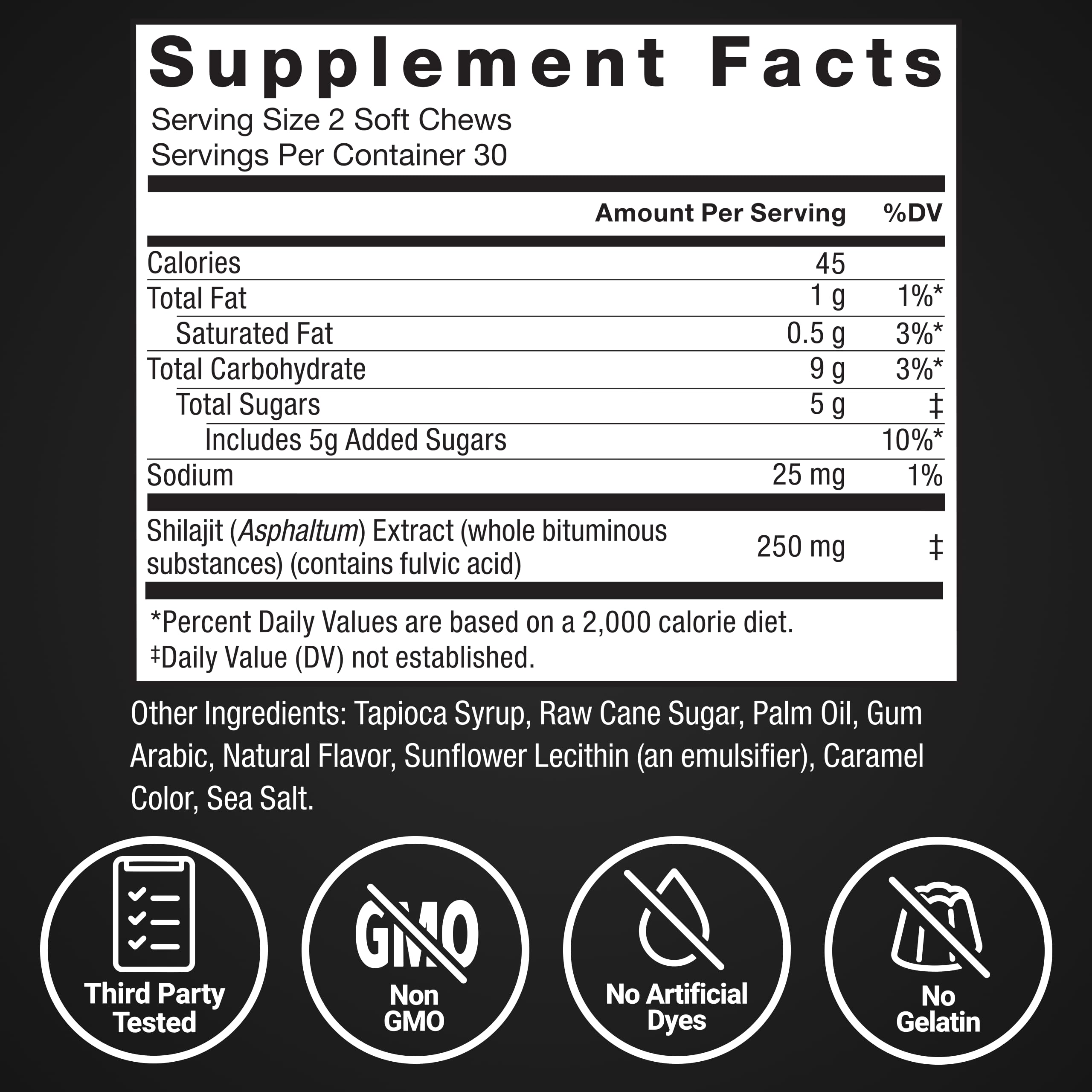 Force Factor Supreme Shilajit, douceur ambrée et saveur agréable au quotidien.