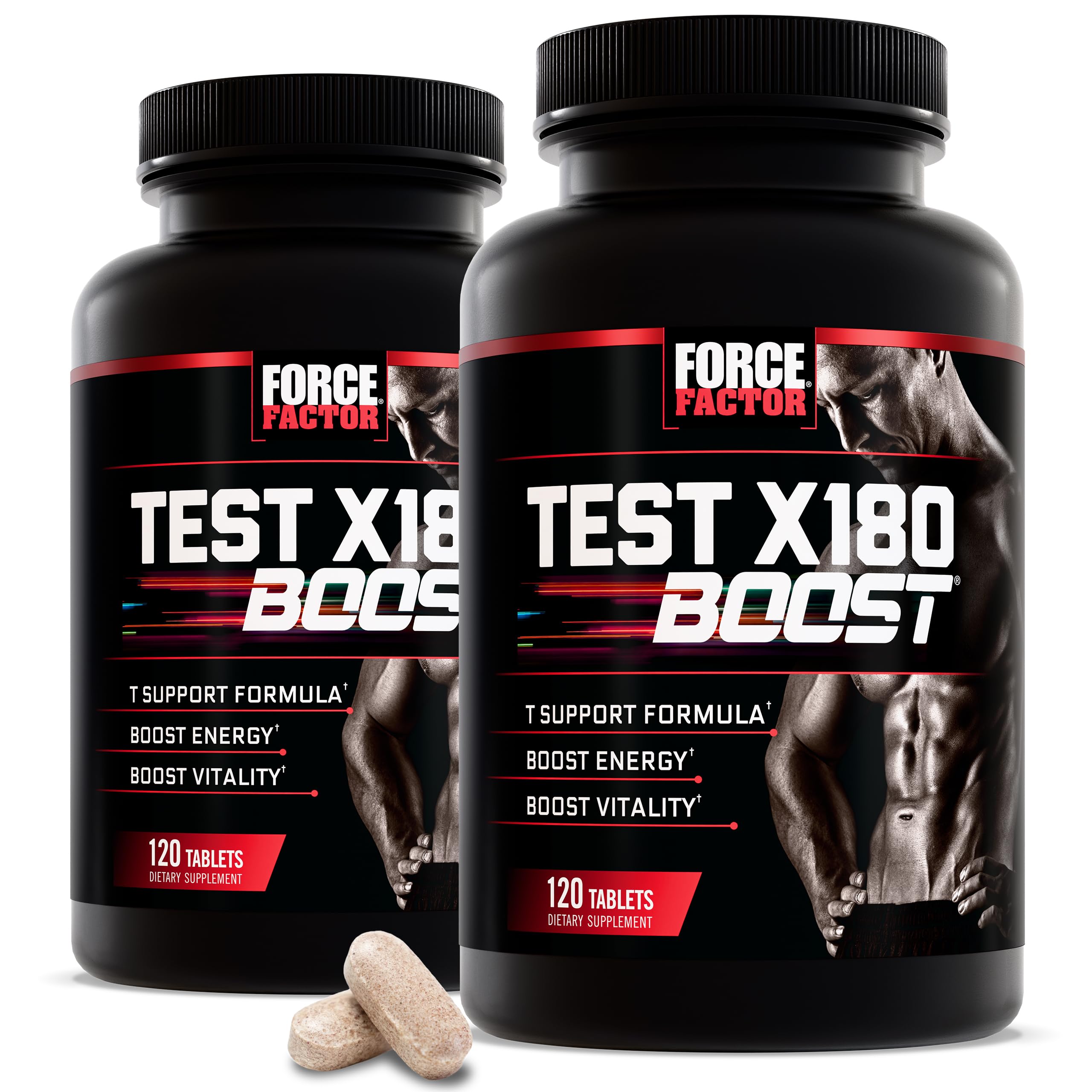 Force Factor Test X180 Boost – bouteille avec gélules pour énergie durable.