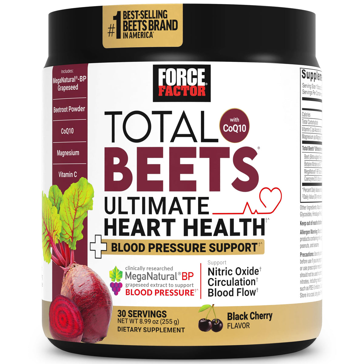 Force Factor Total Beets: bouteille prête à déguster, soutien potentiel de la circulation.