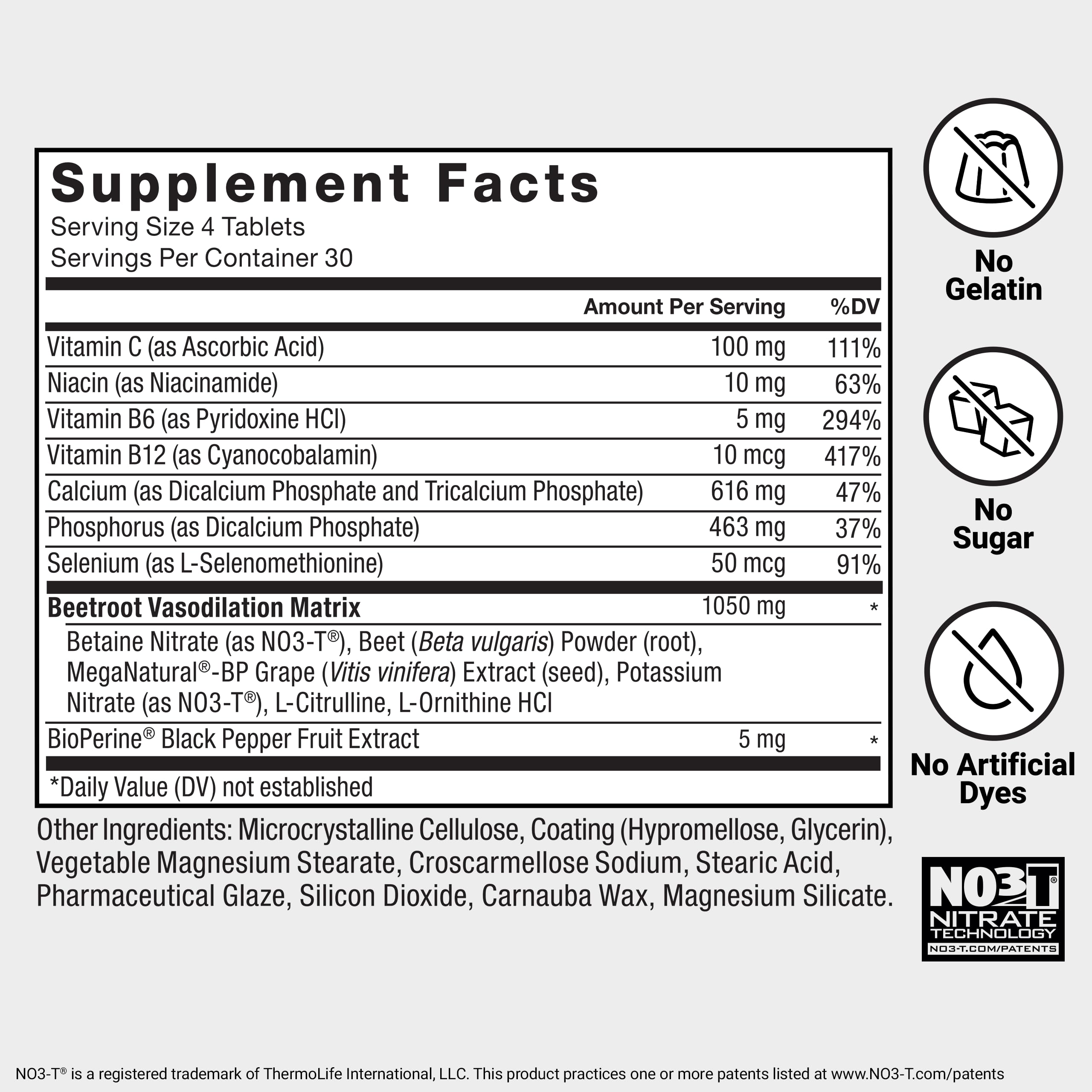 Force Factor Total Beets nitrate NO3-T, visuel de nitrates pour meilleure circulation.