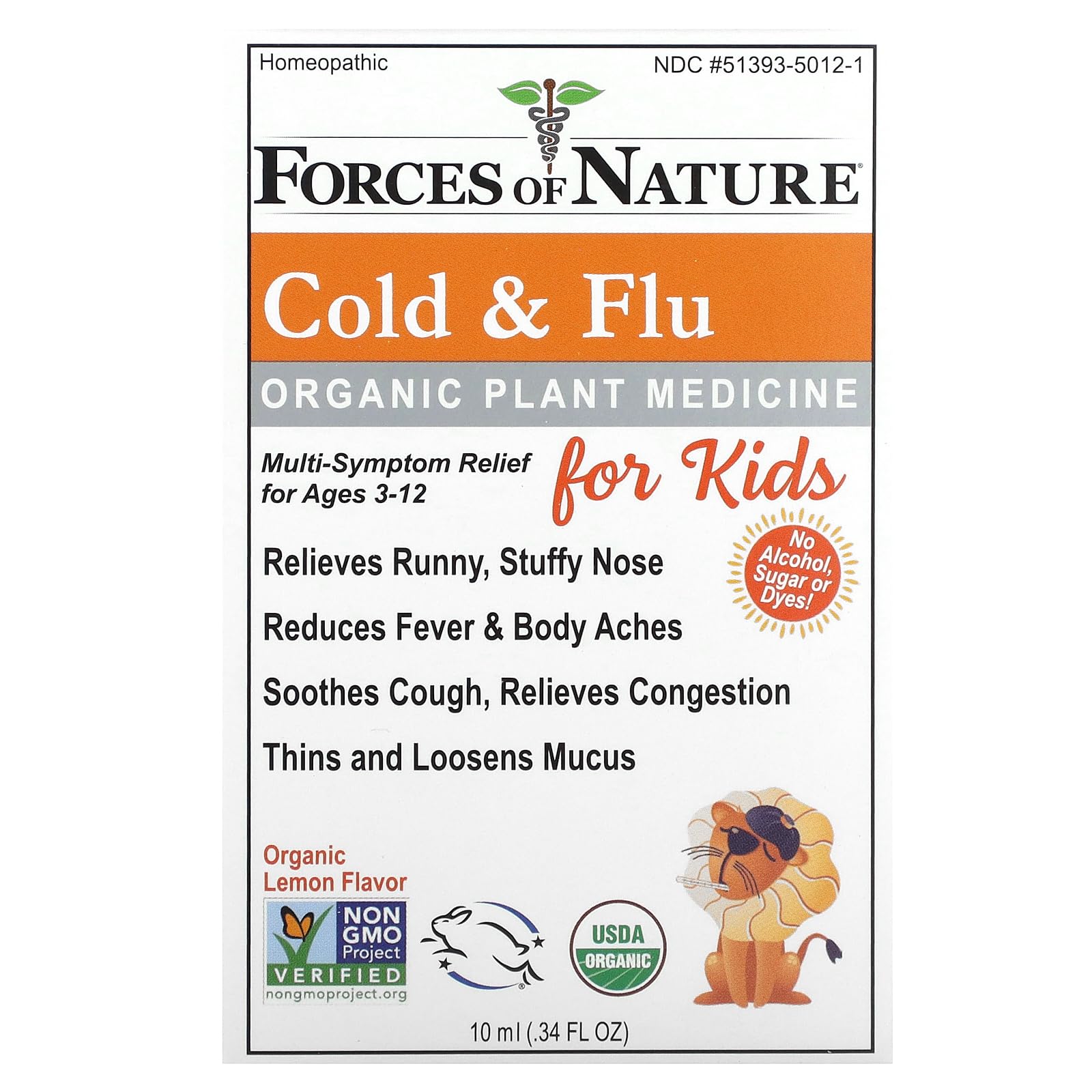 Forces of Nature - bouteille pour enfants, relief naturel du rhume et de la toux.