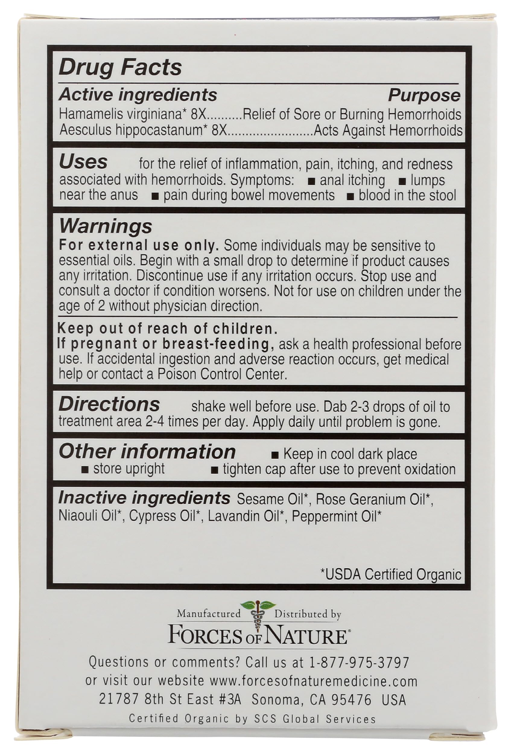 Forces of Nature Hemorrhoid Control — hamamélis pour apaiser la peau