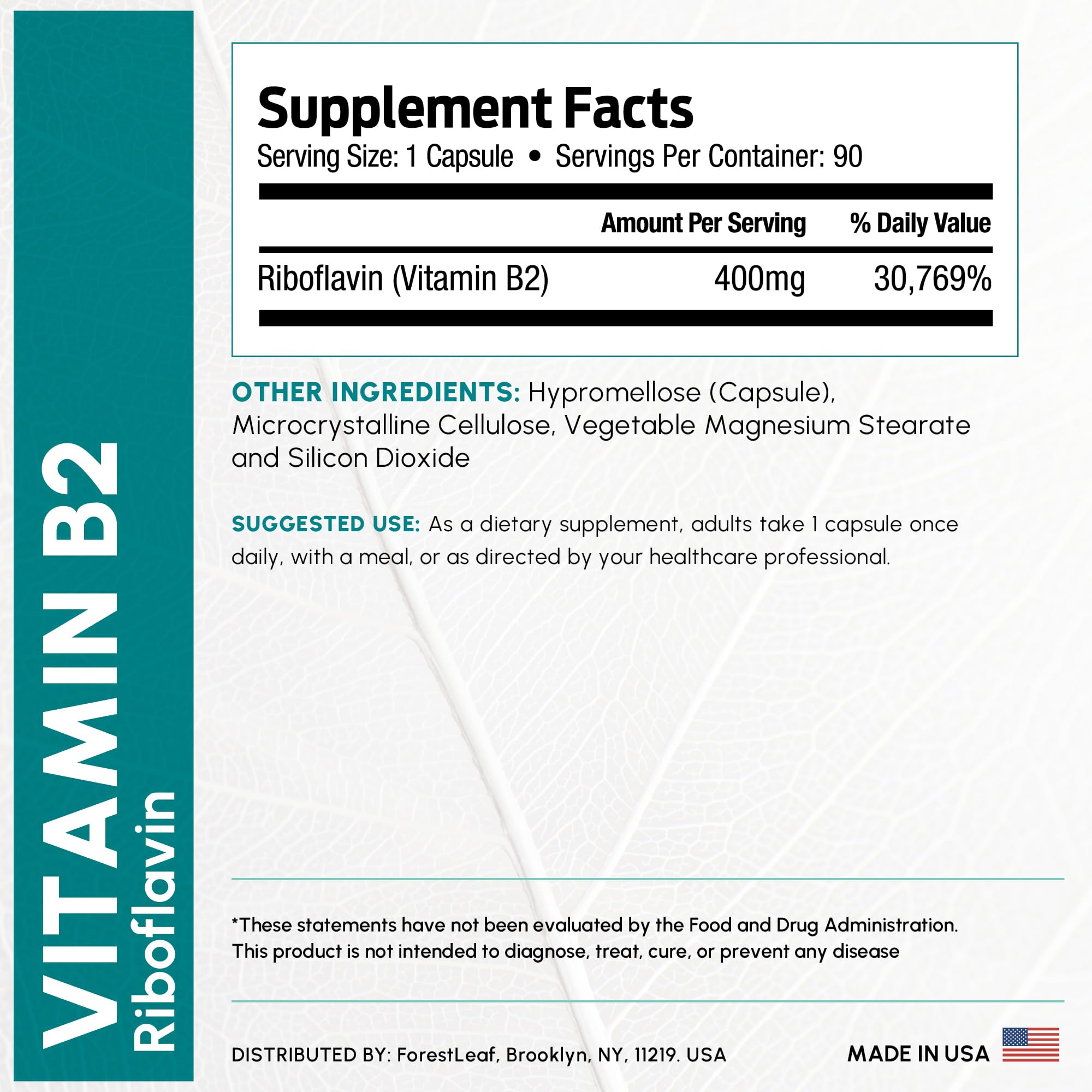 ForestLeaf B2 400 mg – système nerveux soutenu grâce à la riboflavine.