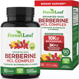 ForestLeaf Berberine HCl 1300 mg – flacon et capsules faciles à prendre.