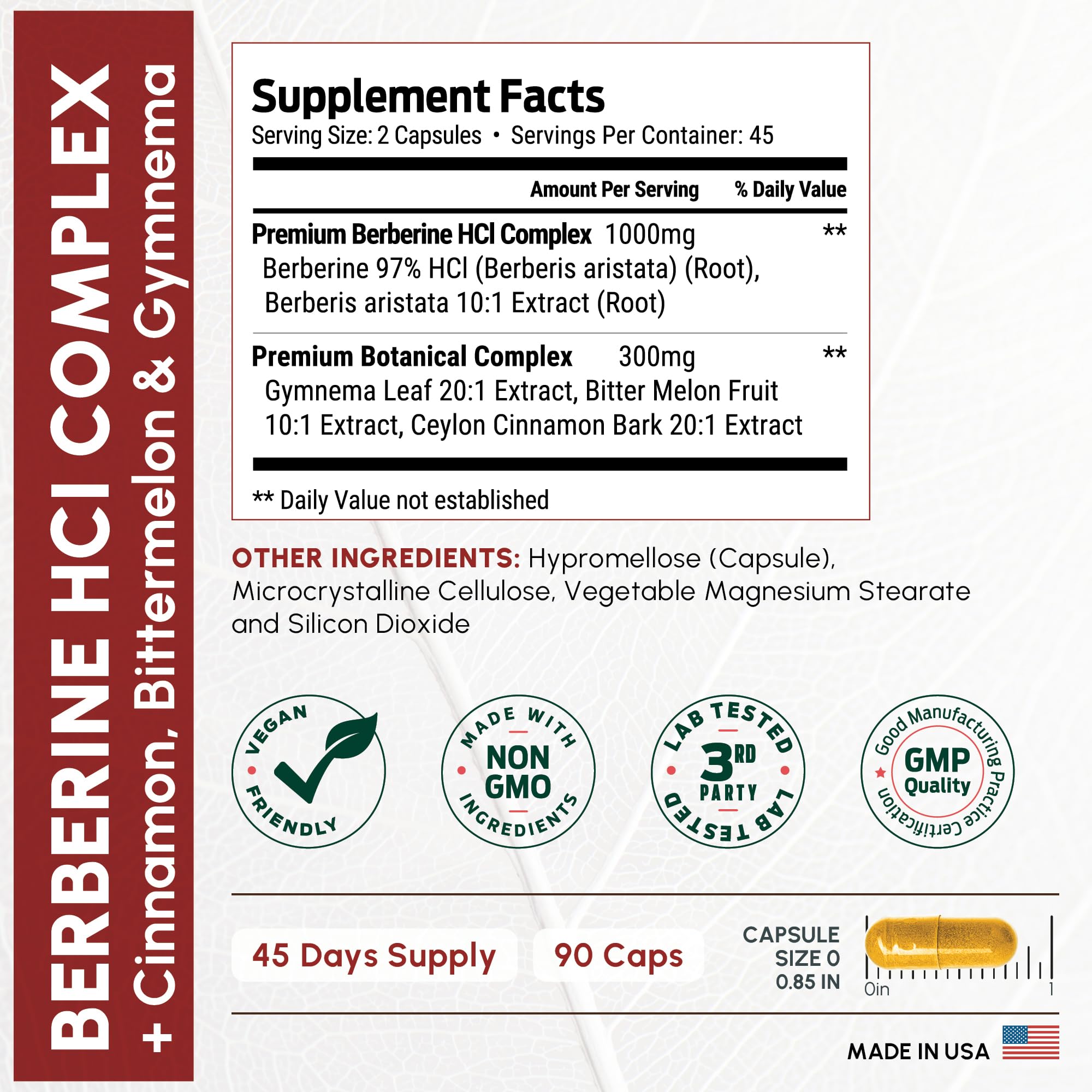 ForestLeaf Berberine – ingrédients Ceylan cannelle intégrés pour enrichir la formulation.