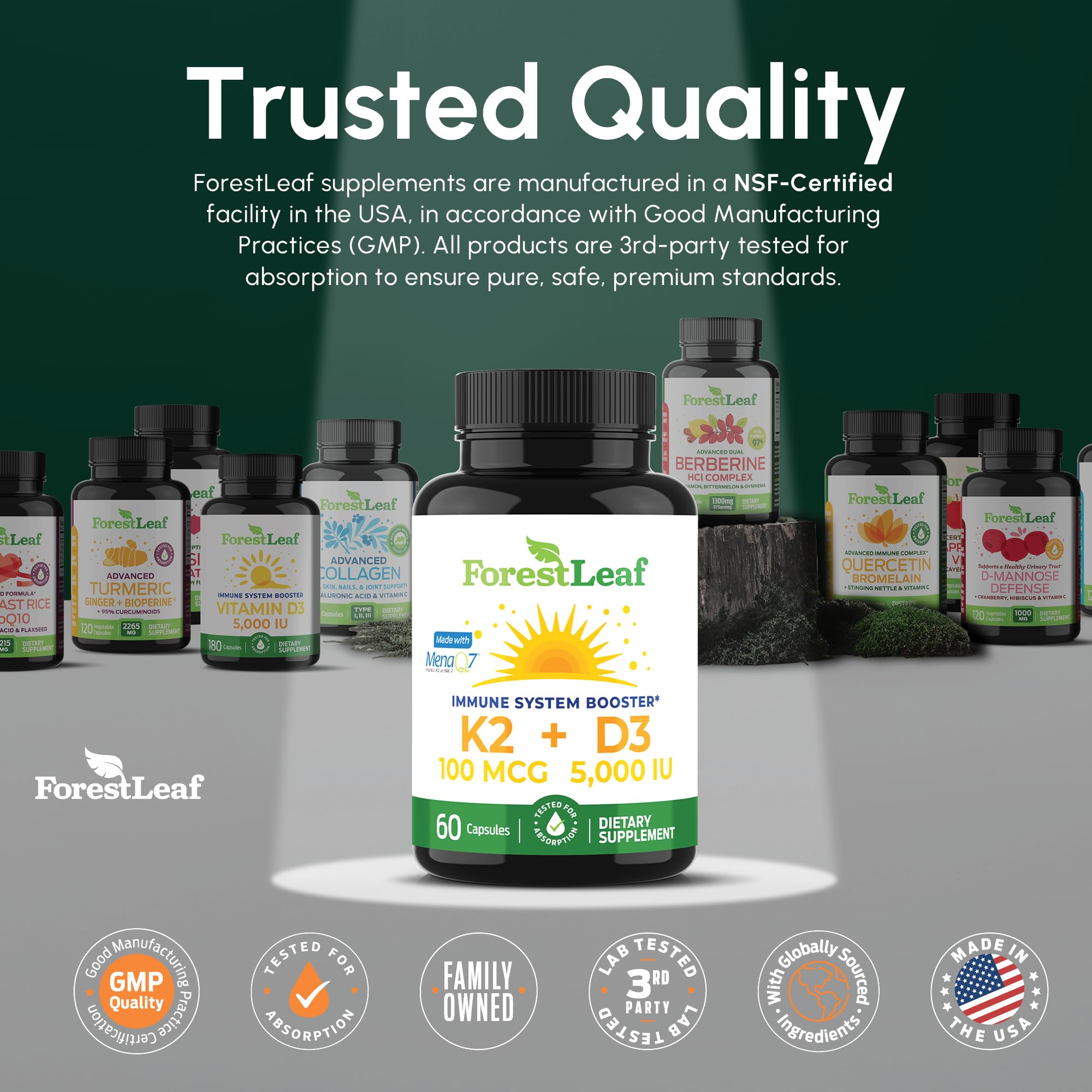 ForestLeaf D3+K2, qualité premium, MK7 MenaQ7 garantie.