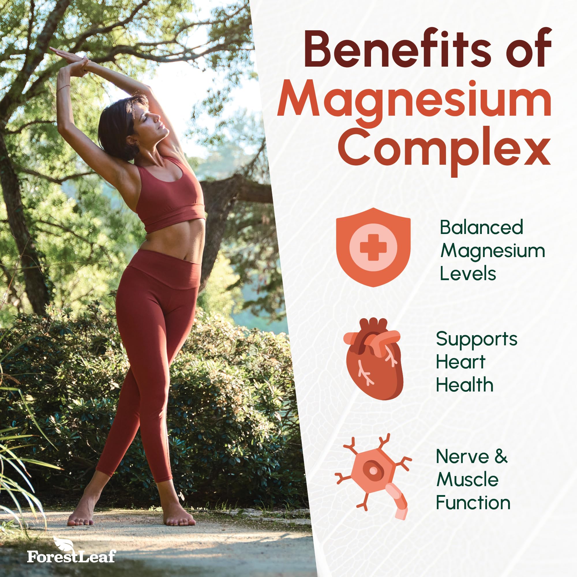 ForestLeaf dose magnésium glycinate 500mg près de l'étiquette, utilisation pratique.