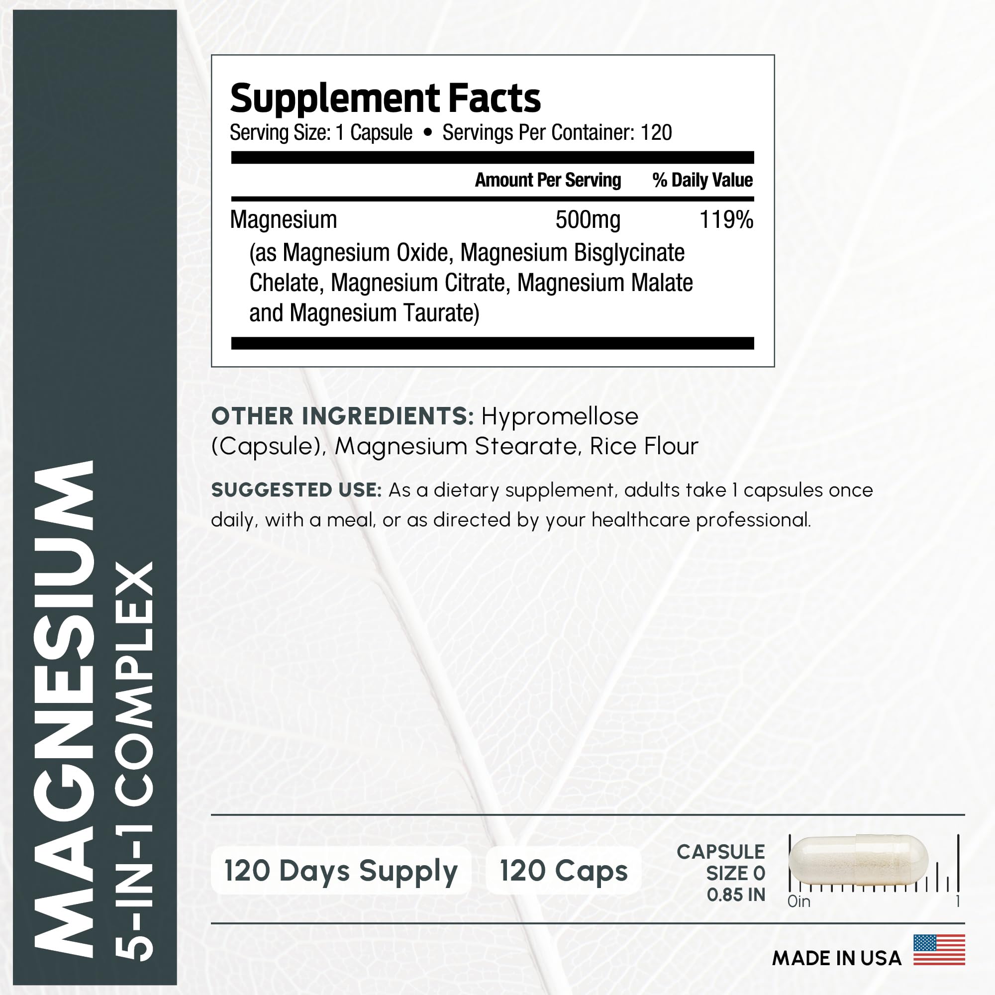 ForestLeaf Magnésium Complex – formule 5-en-1, soutien musculaire et récupération.