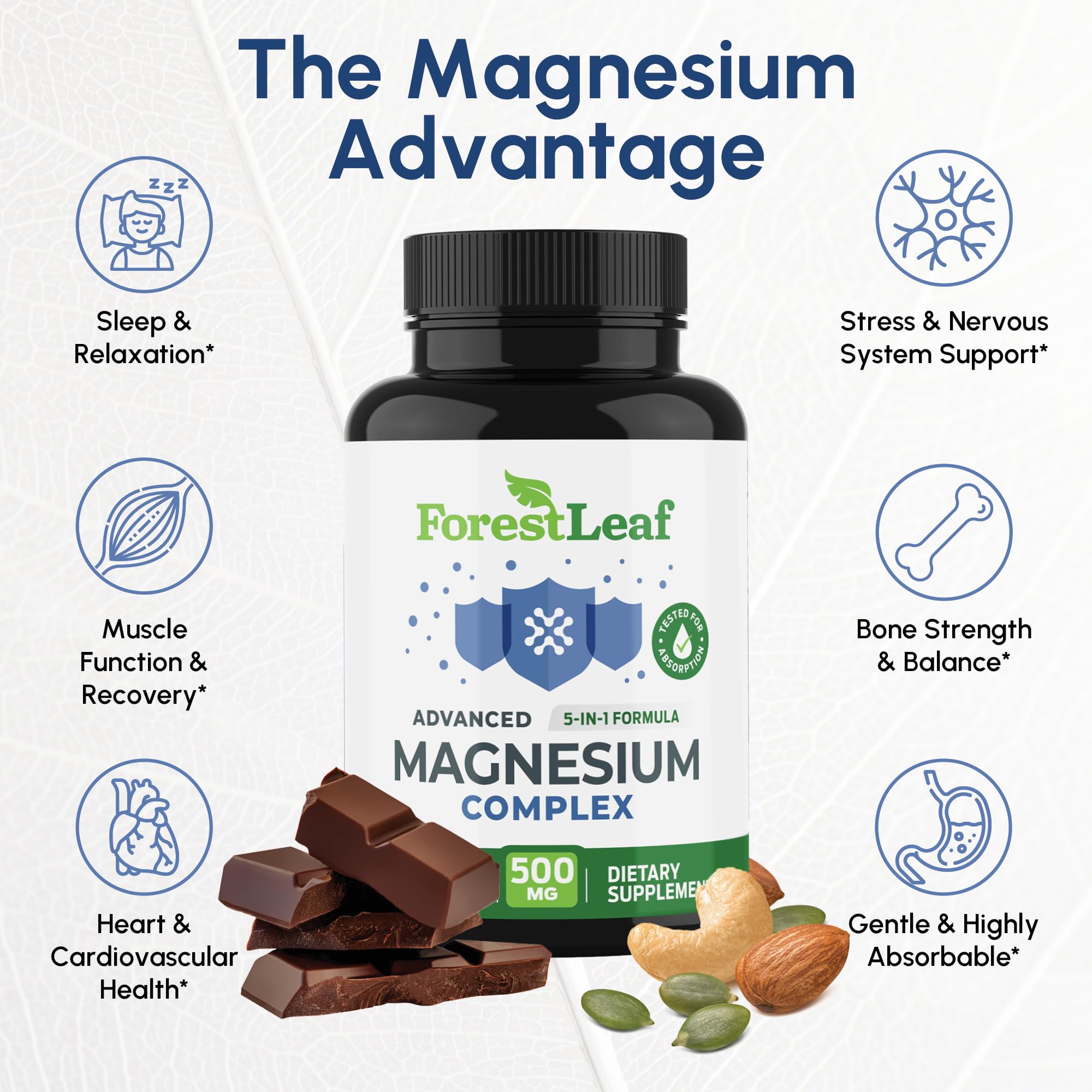 ForestLeaf Magnésium Complex – prise quotidienne, soutien digestif doux.