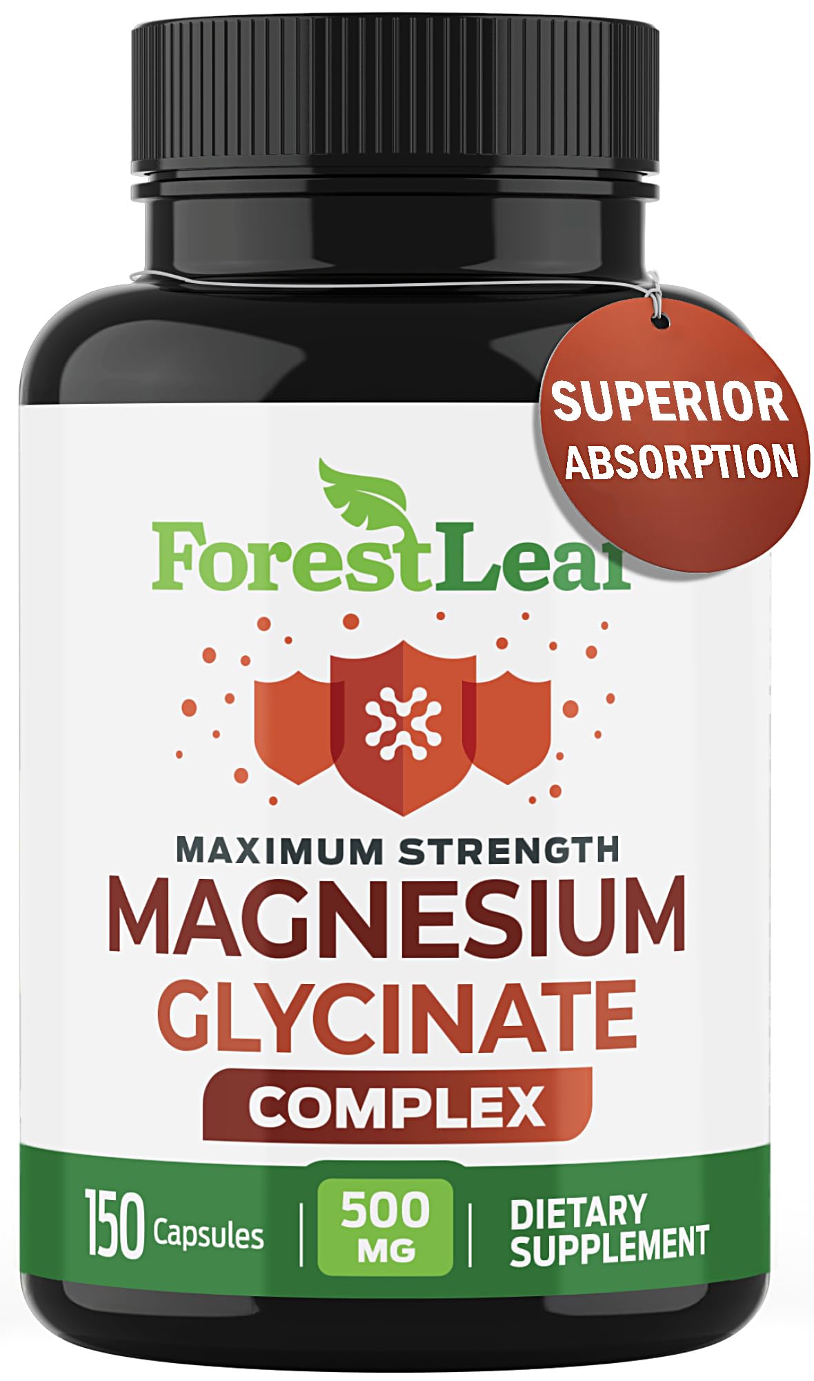For estLeaf magnésium glycinate 500mg dans une bouteille, soutien sommeil.