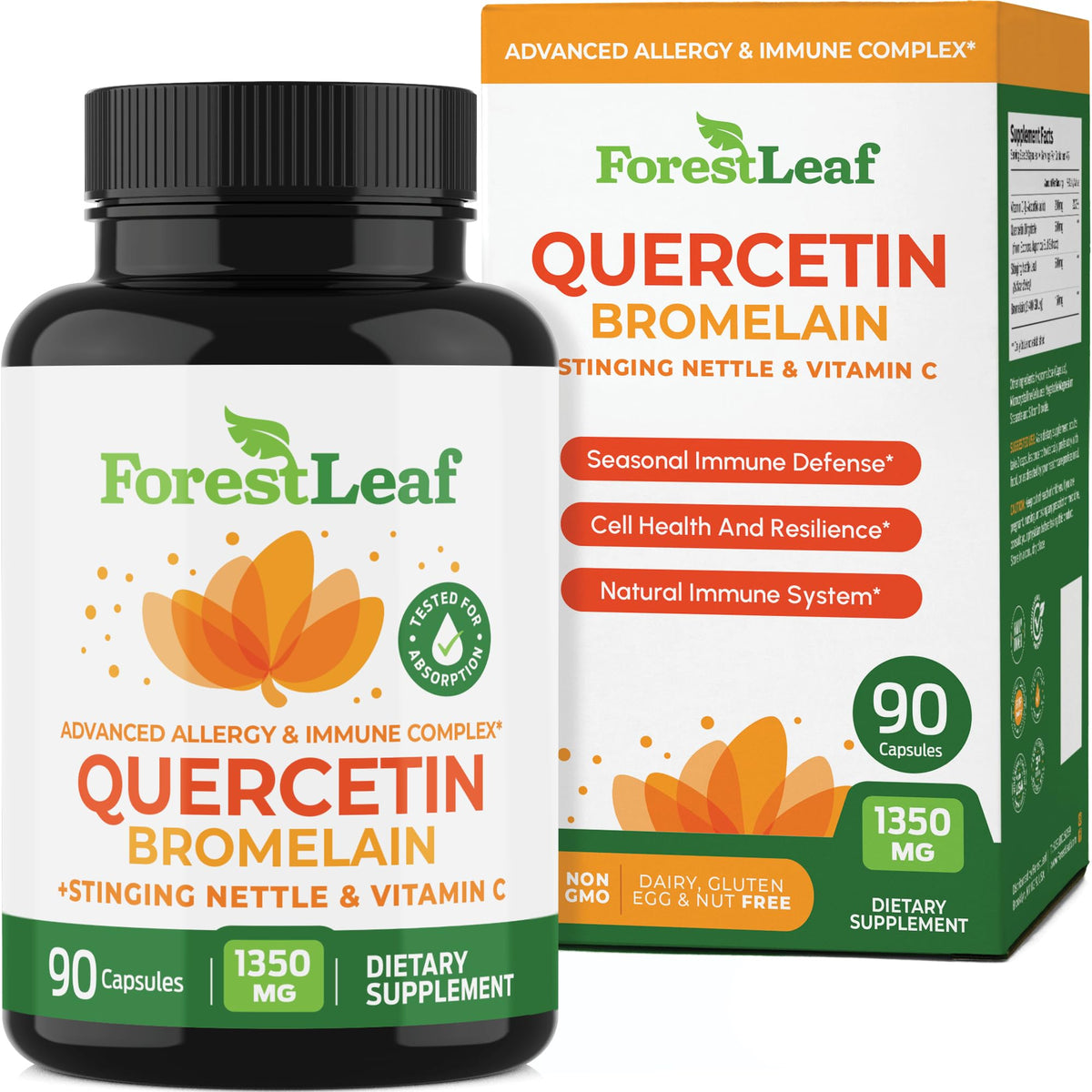 ForestLeaf Quercétine avec Bromélaïne — bouteille de capsules sans gluten