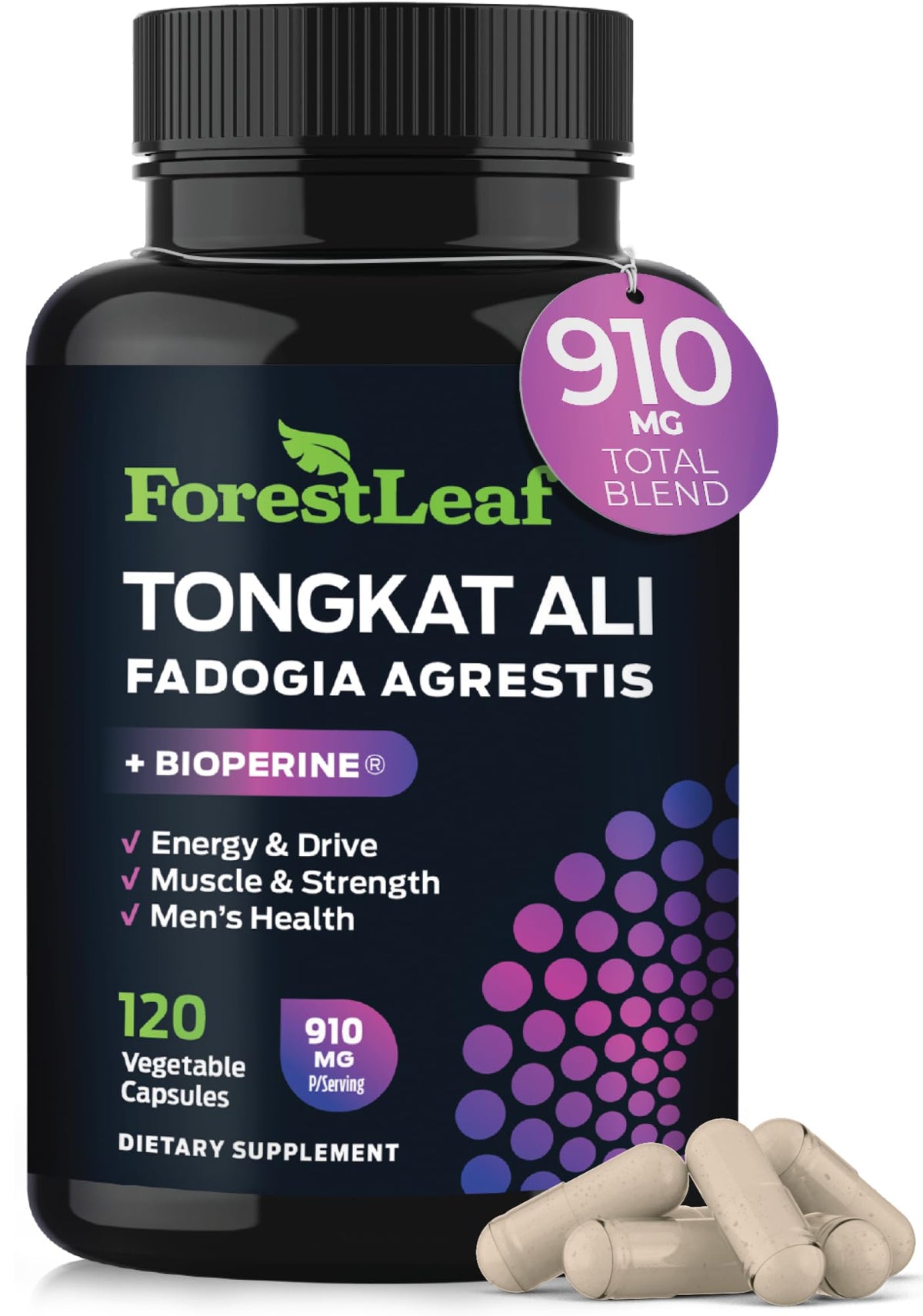 ForestLeaf Tonkat Ali Max - bouteille, énergie durable pour la journée.