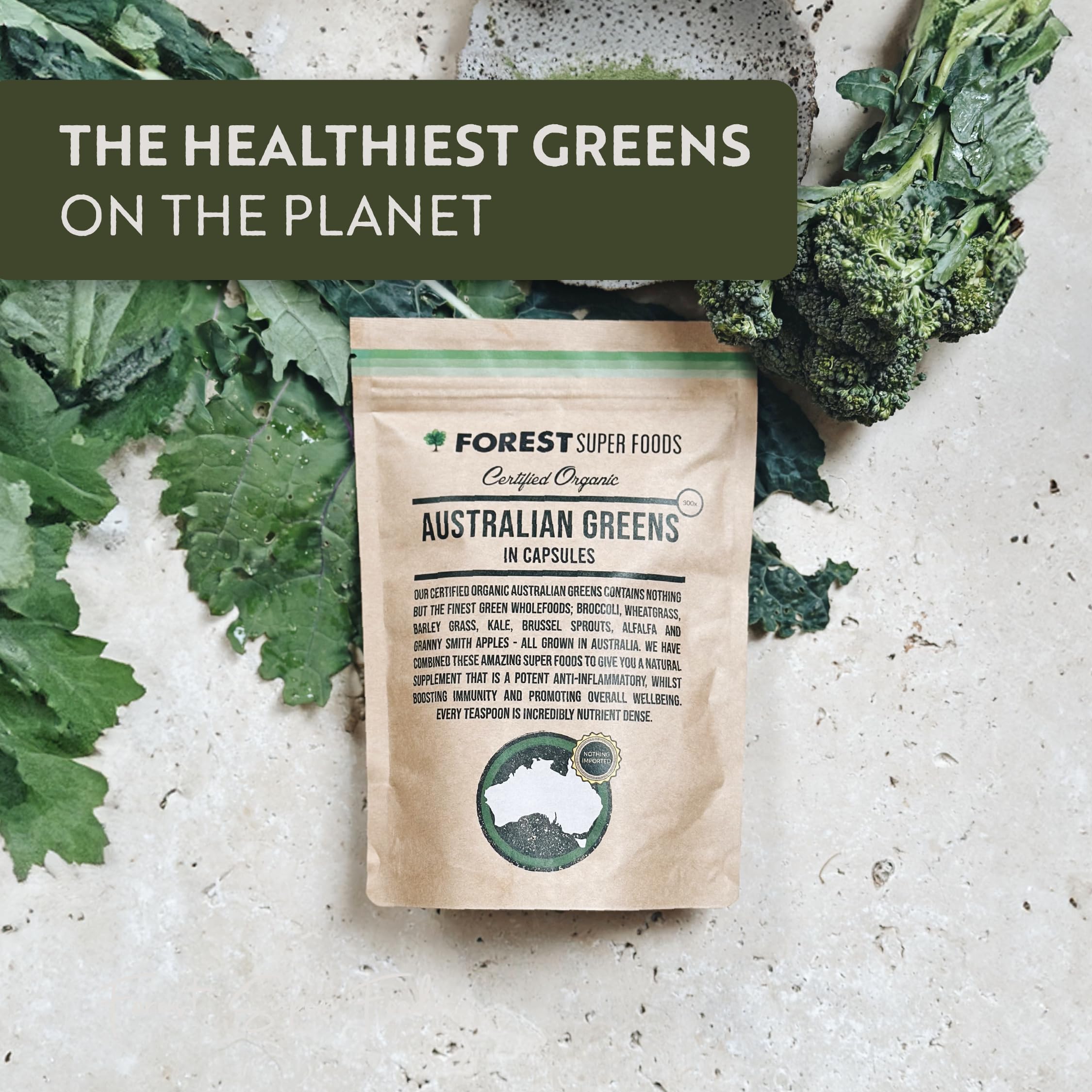 Forest Super Foods Australian Greens – chou de Bruxelles: vitamine K et antioxydants.