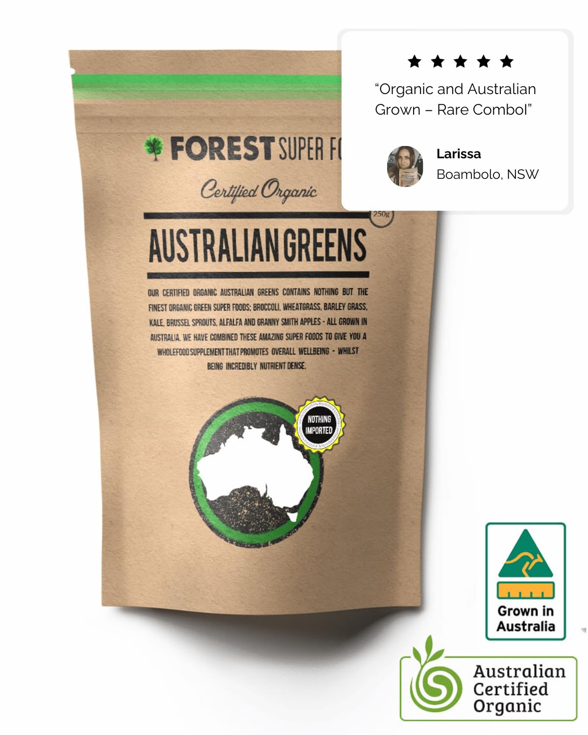 Forest Super Foods Australian Greens – pousses d’orge: source naturelle de vitamines pour le matin.