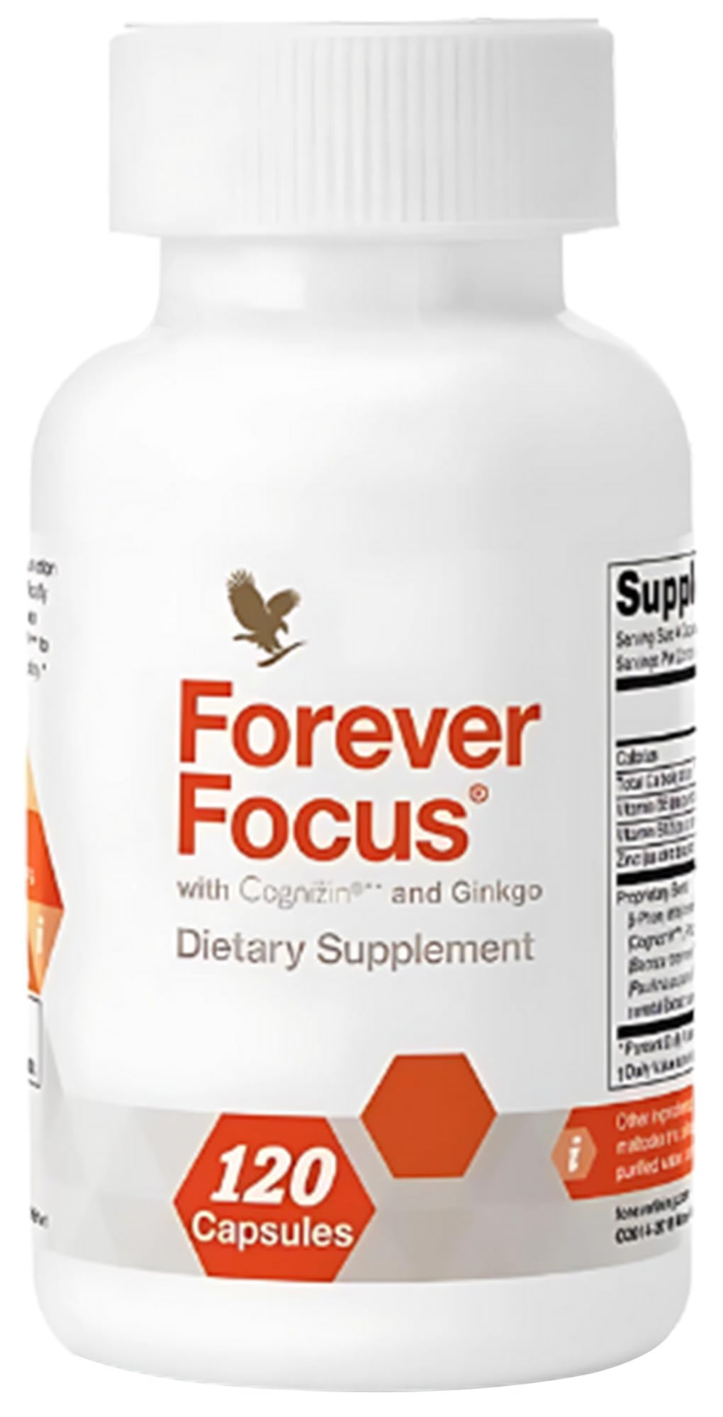 Forever Focus – bouteille versée, soutien potentiel à la concentration.