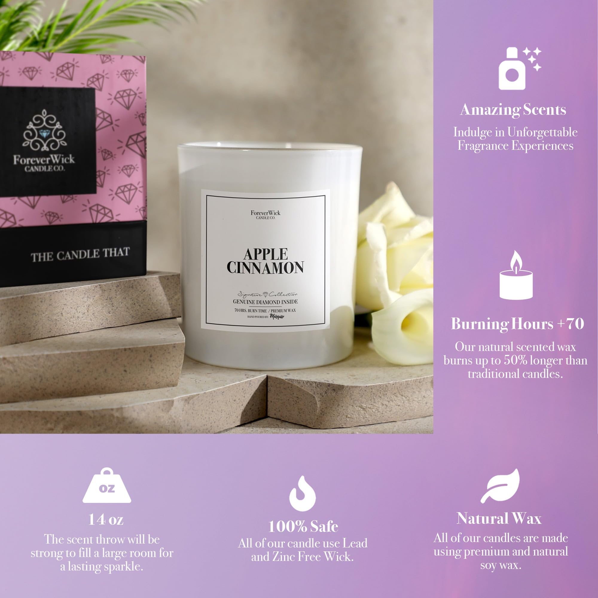ForeverWick Caja Regalo Vela Manzana Canela, presentación perfecta para sorprender.