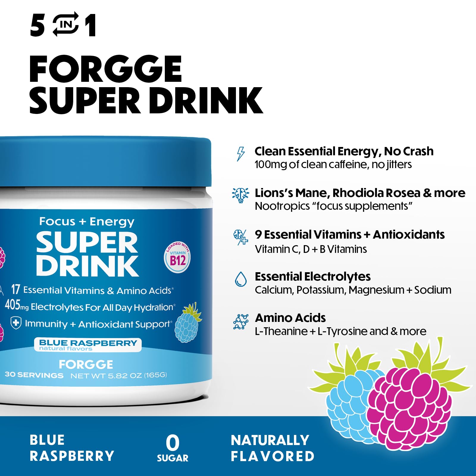 Forgge vitamines et électrolytes, soutien hydratation et énergie.