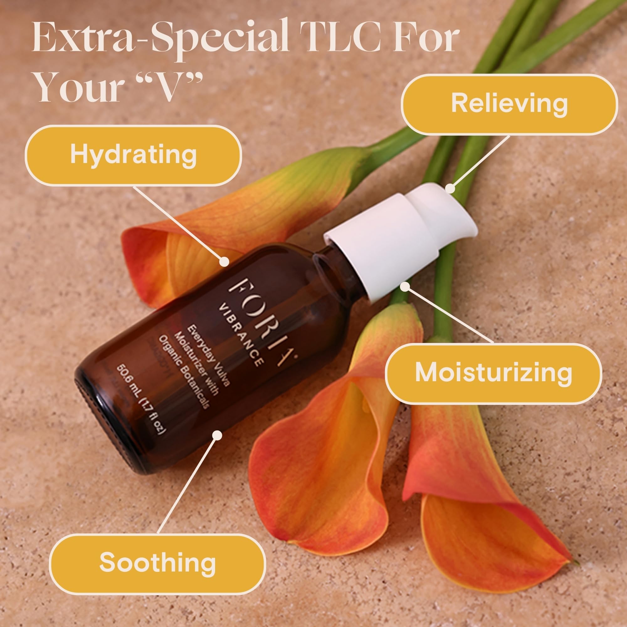 Texture crème FORIA assure une application douce et absorption rapide pour la zone intime.
