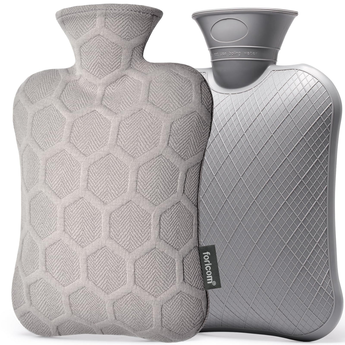 Bouillotte FORICOM d'eau chaude 2 L avec housse pour chaleur durable et sûre.