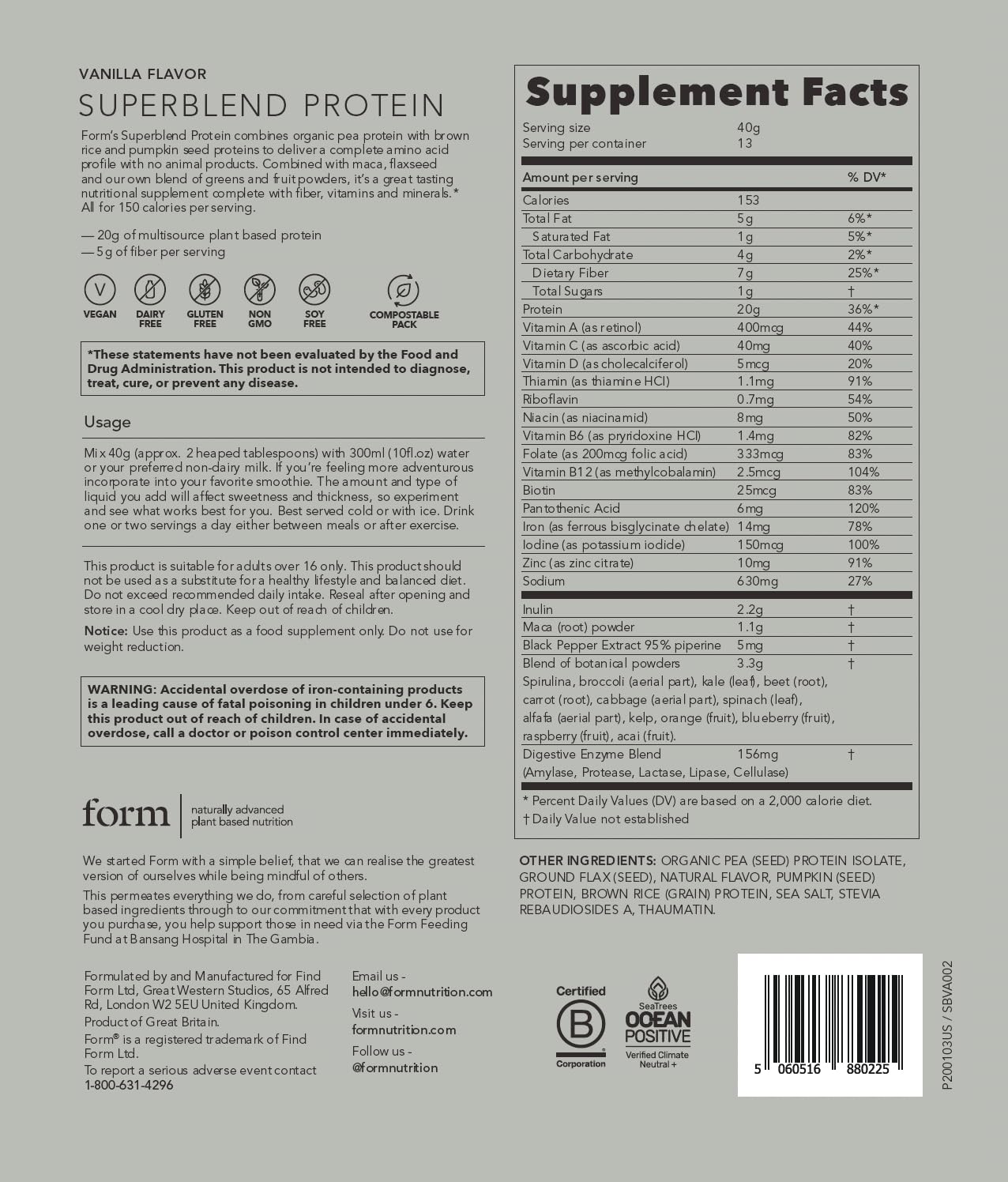 Form Superblend Protéine – bouteille vanille, consommation pratique et savoureuse.