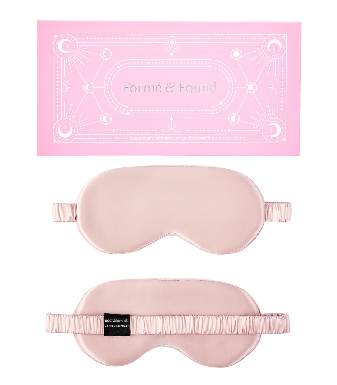 Formé & Found masque yeux en soie mûrier 6A pour sommeil réparateur et douceur cutanée.