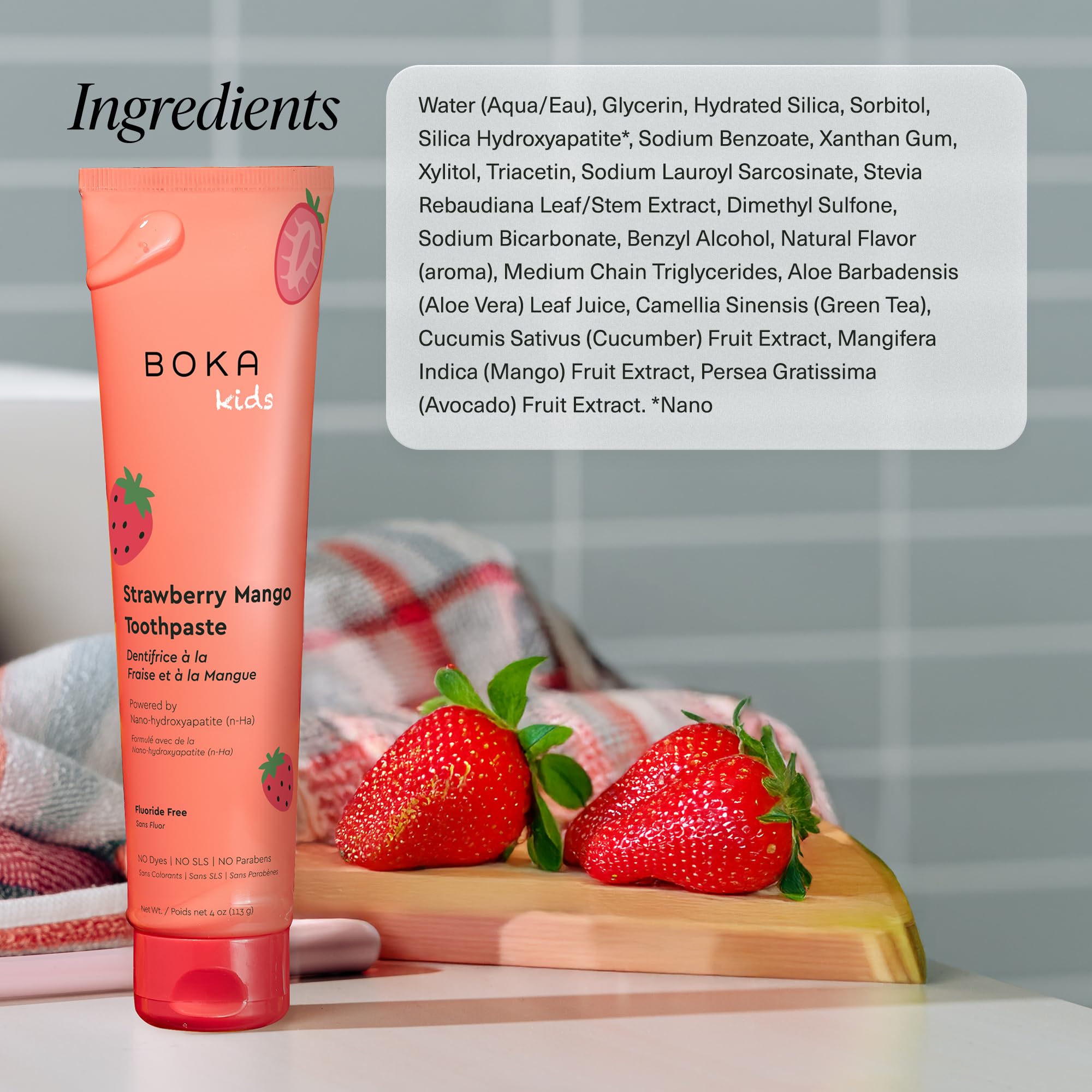 Formule sans fluor Boka nano HA adaptée pour dents sensibles.