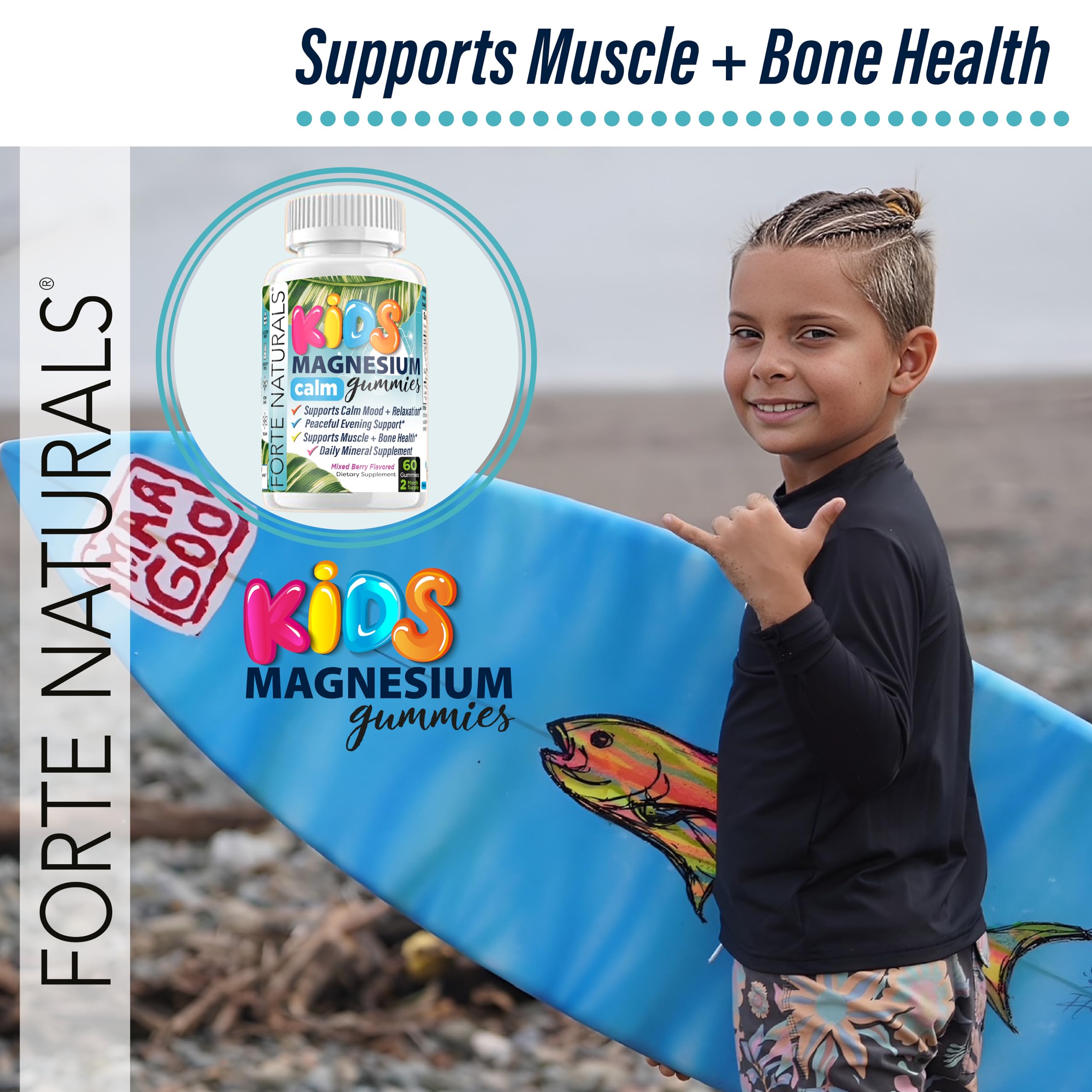 FORTE NATURALS gommes magnésium enfants – formulation sans gélatine.