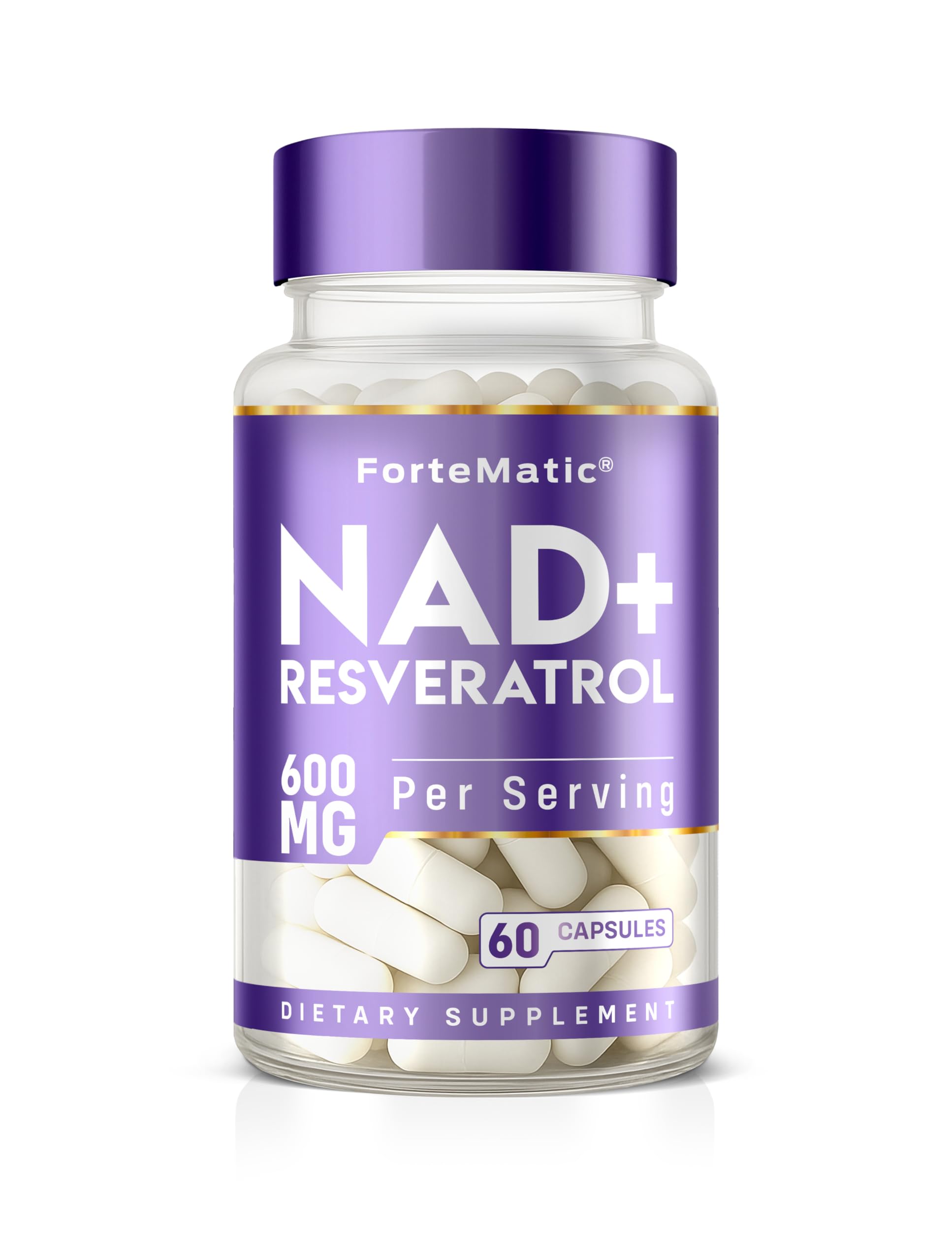 Fortematic NAD+ Resveratrol — bouteille visible, soutien énergétique naturel pour la vie quotidienne.