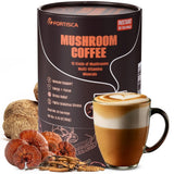 FORTISCA Café champignon 10-en-1: tasse crémeuse évoquant une énergie équilibrée.