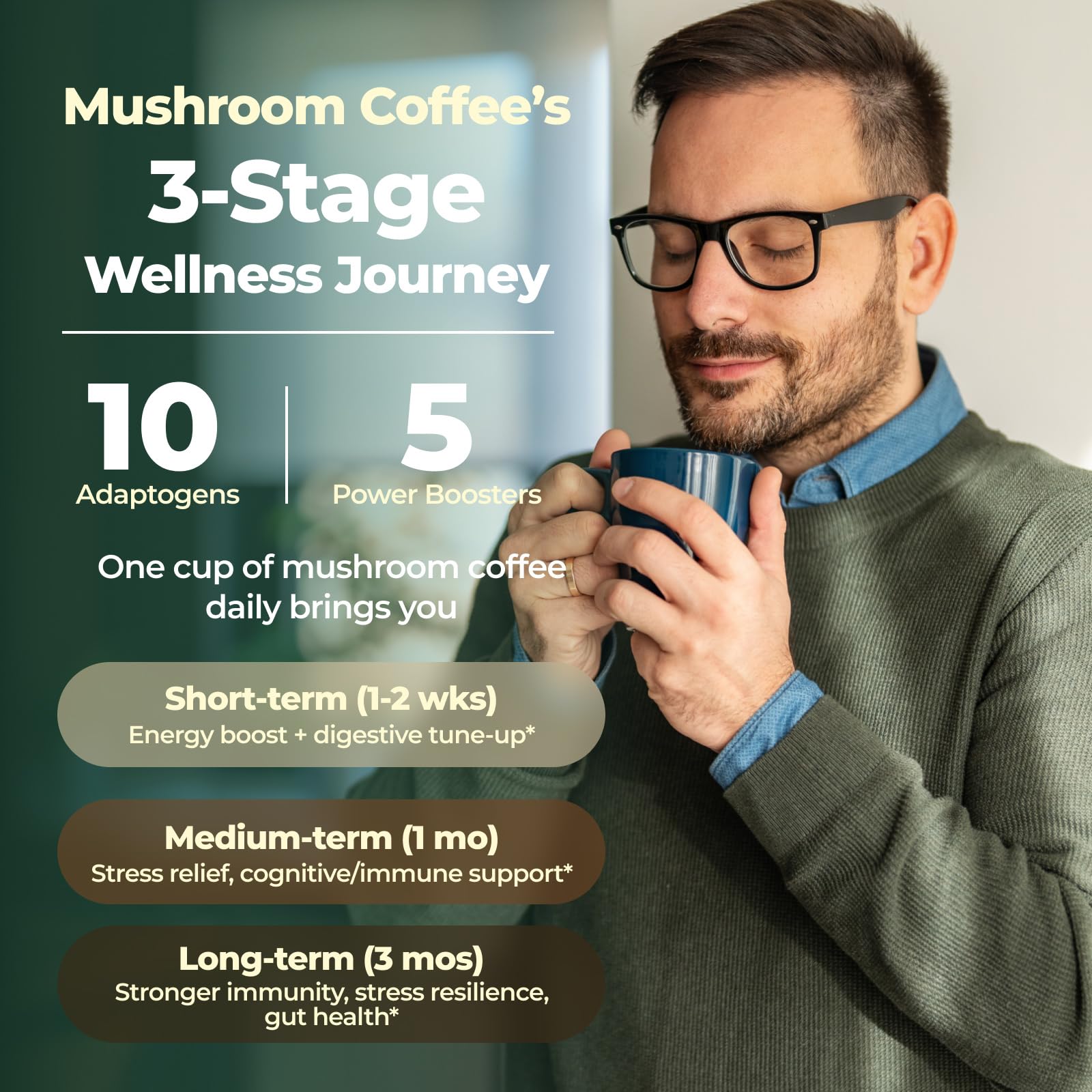 FORTISCA Café aux champignons meilleure digestion grâce aux probiotiques.