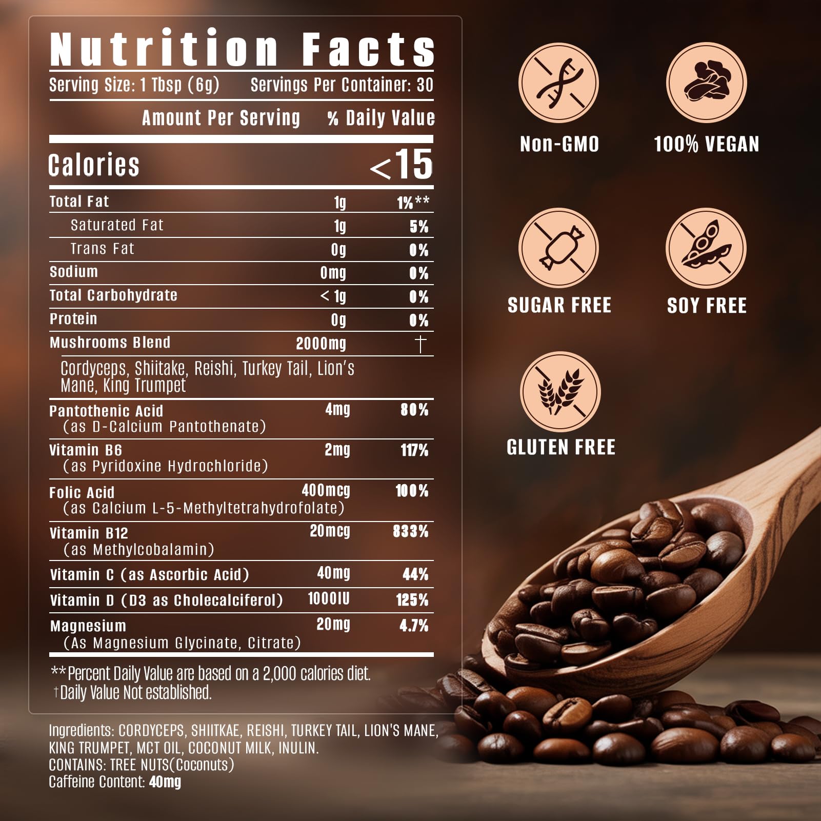 FORTISCA Café crémeux lait de coco et champignon offre une texture onctueuse sans sucre.