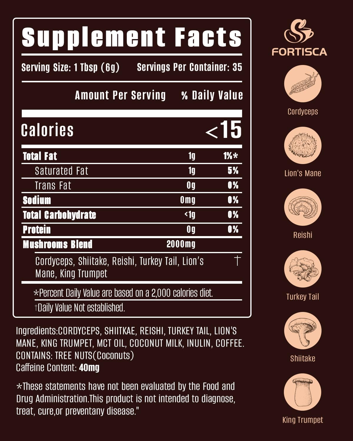 Fortisca Mushroom Coffee : énergie douce pour rester concentré au travail