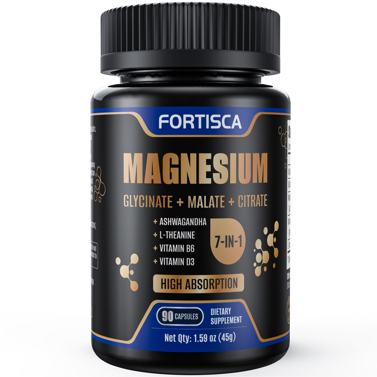 FORTISCA Triple Magnesium Complex – bouteille, soutien potentiel à la détente nocturne