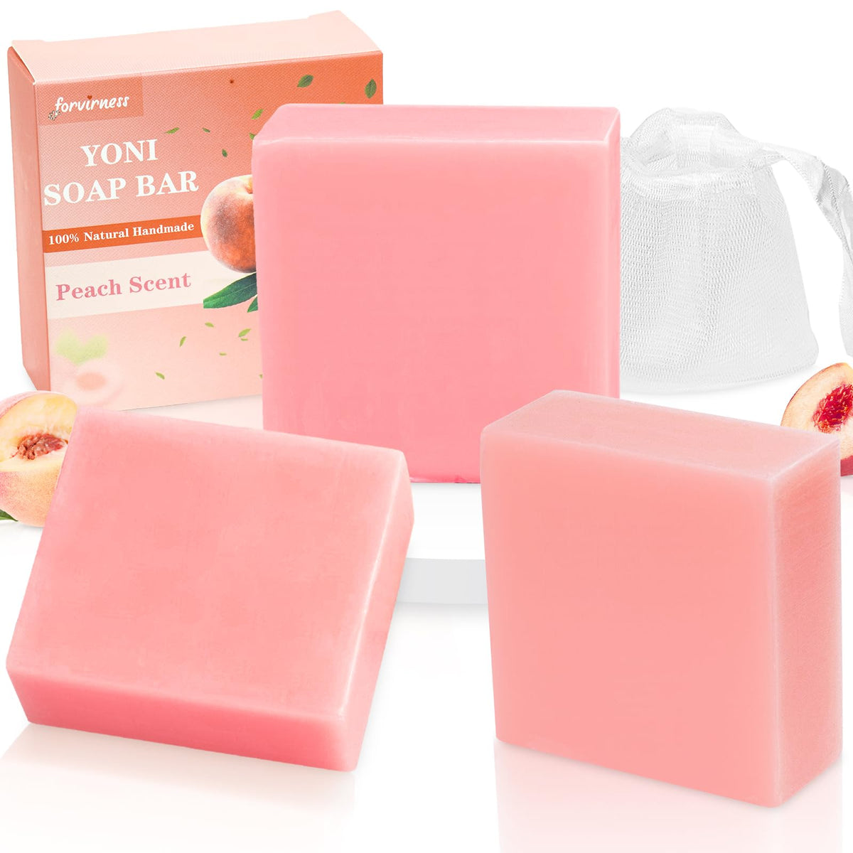 Forvirness yoni savon-bar senteur-peche pour une fraîcheur durable et agréable.