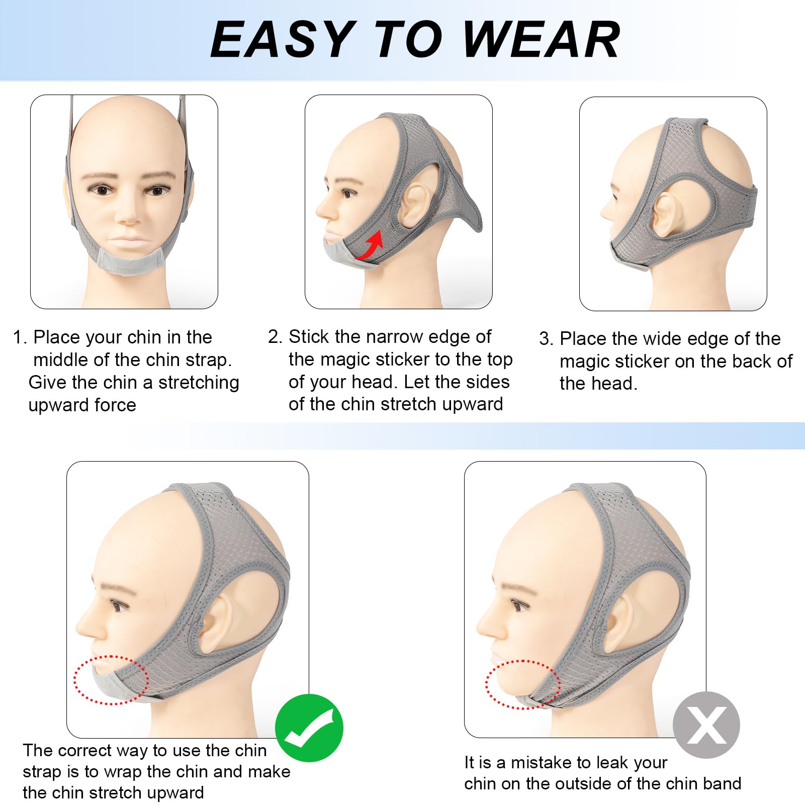 Forzacx bande anti ronflement ajustement taille pour tous les visages.