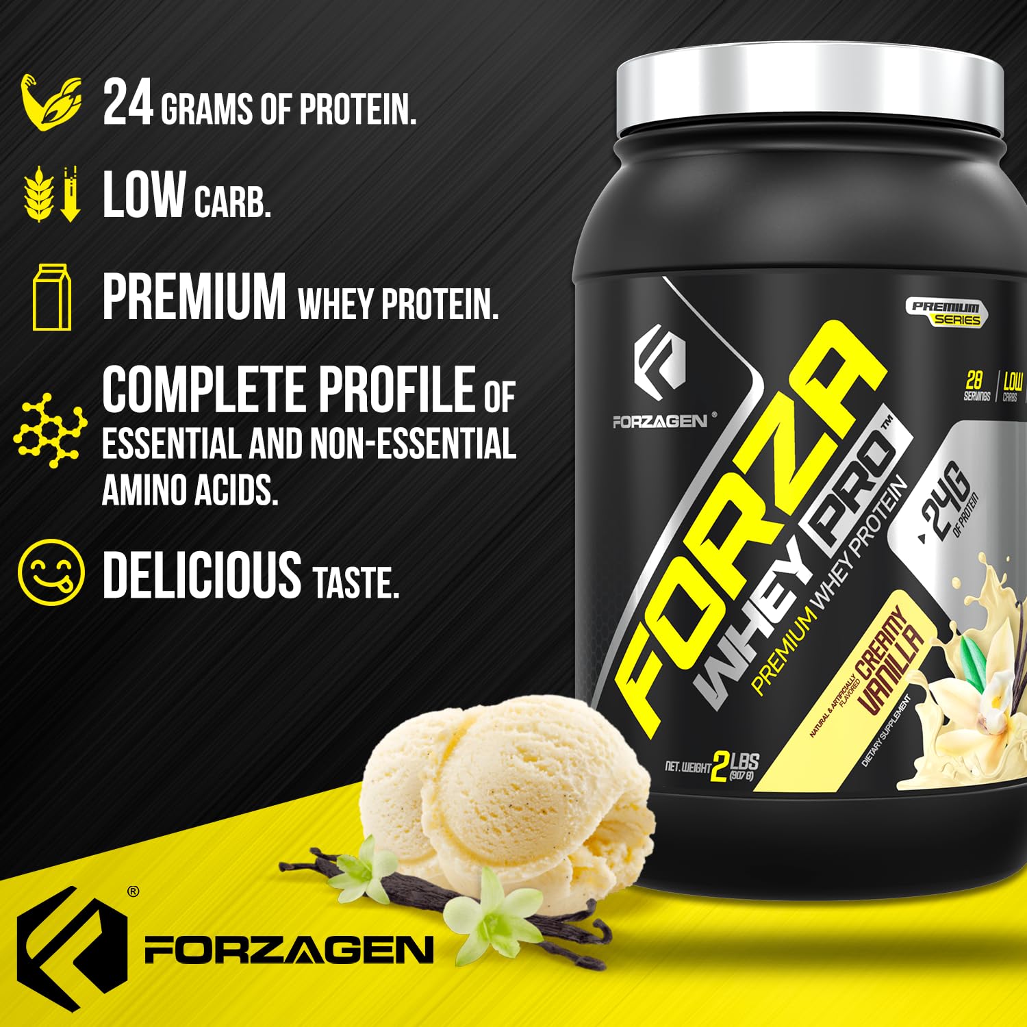 Forzagen Whey PRO BCAA et protéines, composition soutenant la récupération