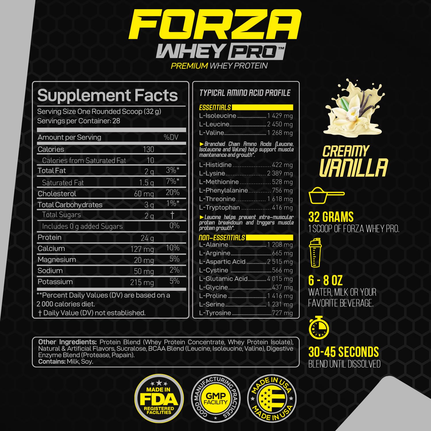 Forzagen Whey PRO mélange homogène dans un shaker vanille