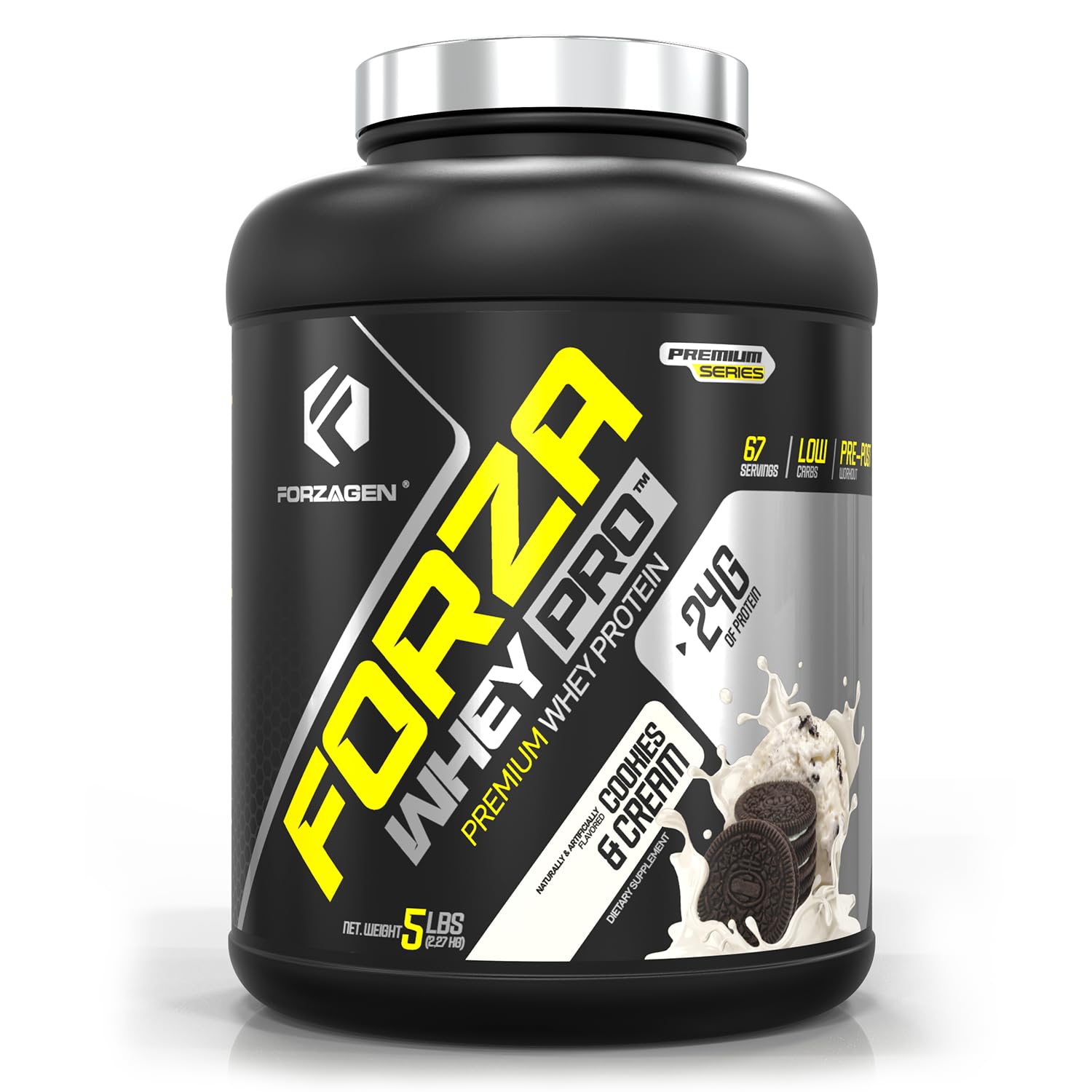 Forzagen Whey PRO emballage Cookies Crème, présentation soignée et pratique.