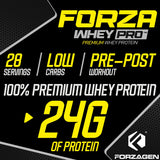 Forzagen Whey PRO poudre Vanille, texture lisse prête à mixer