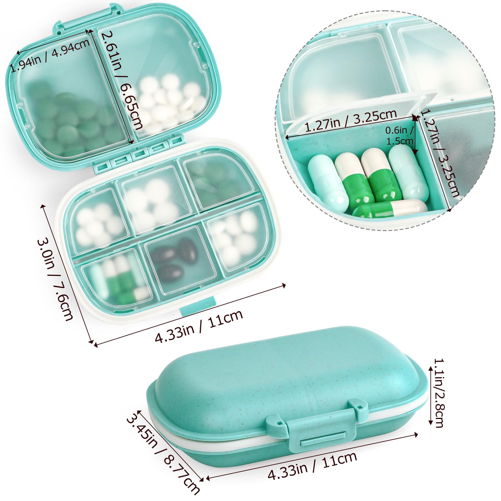 Fouews boite-pilules-bleue-compacte, utilitaire et portable