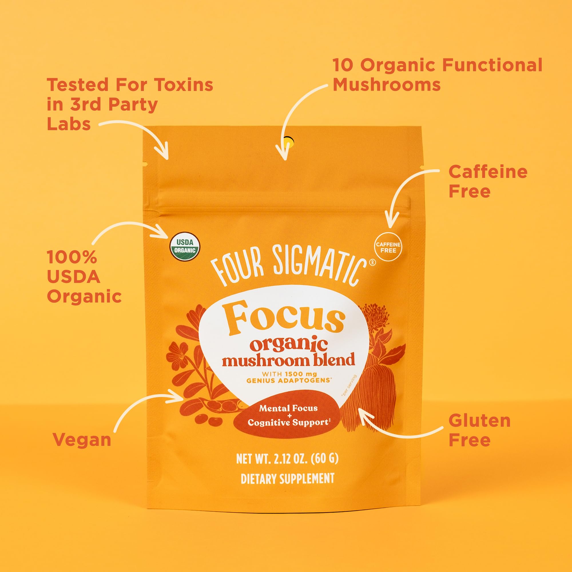 Four Sigmatic Focus Blend lion-mane poudre pour concentration et clarté d'esprit.