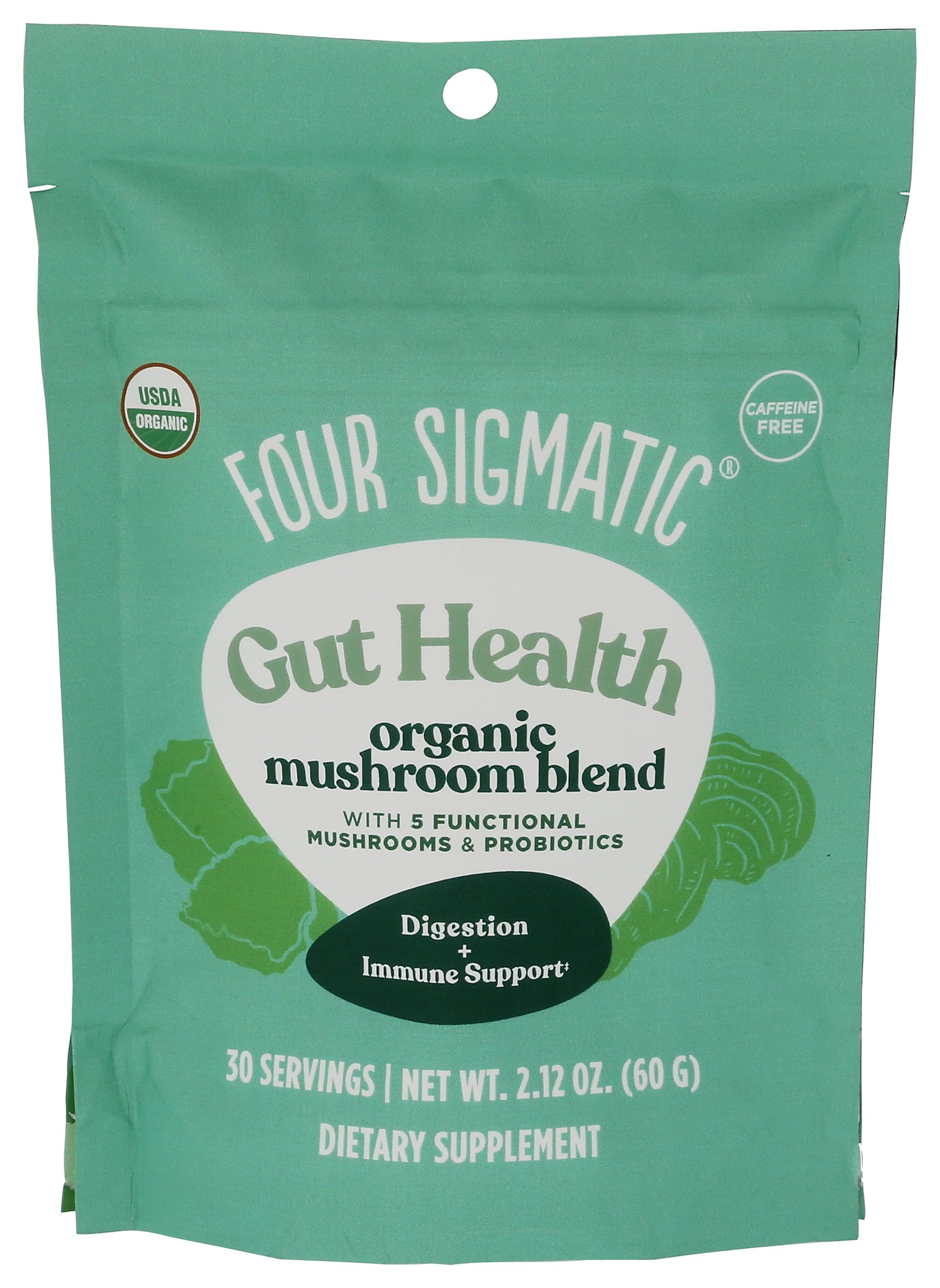 Four Sigmatic Gut Health Mushroom Blend, préparation rapide pour une routine quotidienne durable.