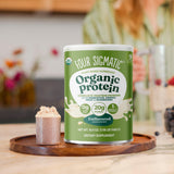Four Sigmatic Protéine biologique neutre, flacon recyclable pour une consommation durable.