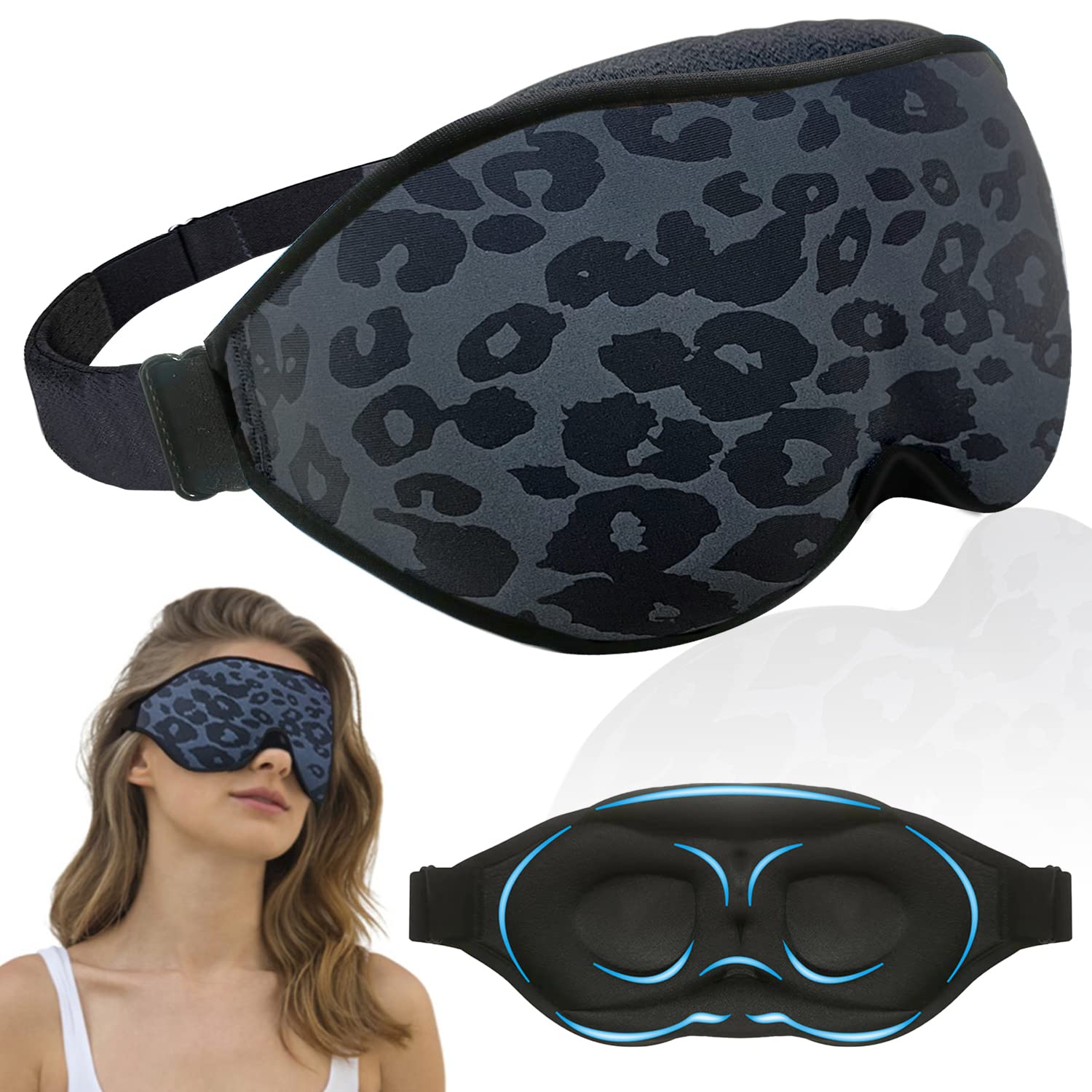 FOX-TECH Masque Sommeil imprimé Leopard: design élégant pour des nuits reposantes