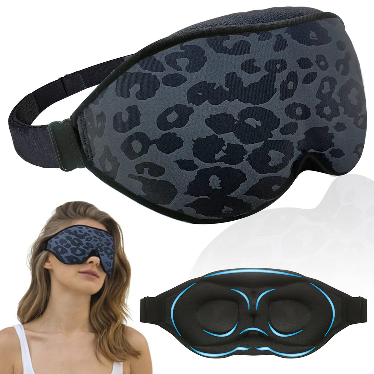 FOX-TECH Masque Sommeil imprimé Leopard: design élégant pour des nuits reposantes